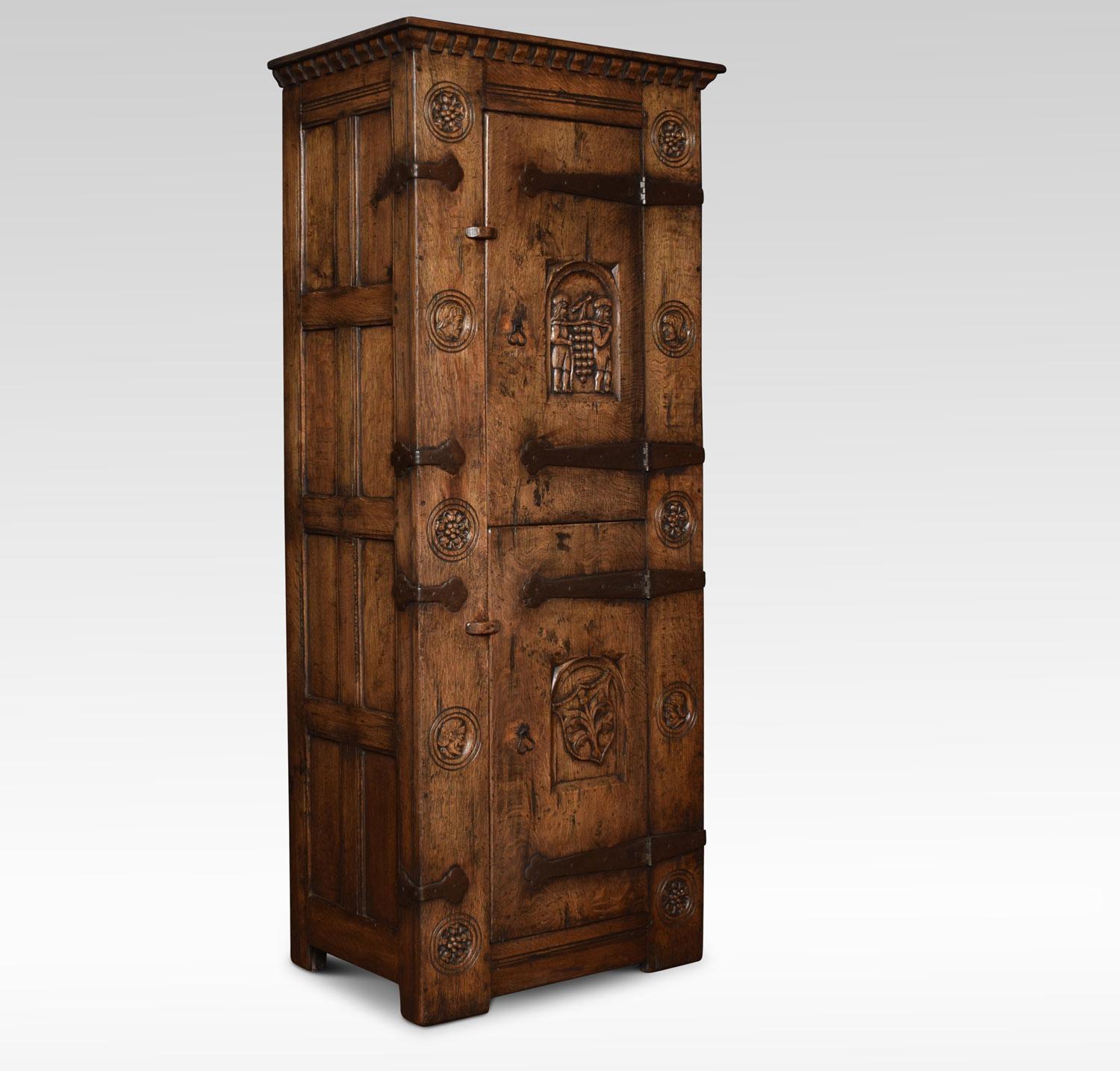 British Carved Oak Two-Door Cupboard