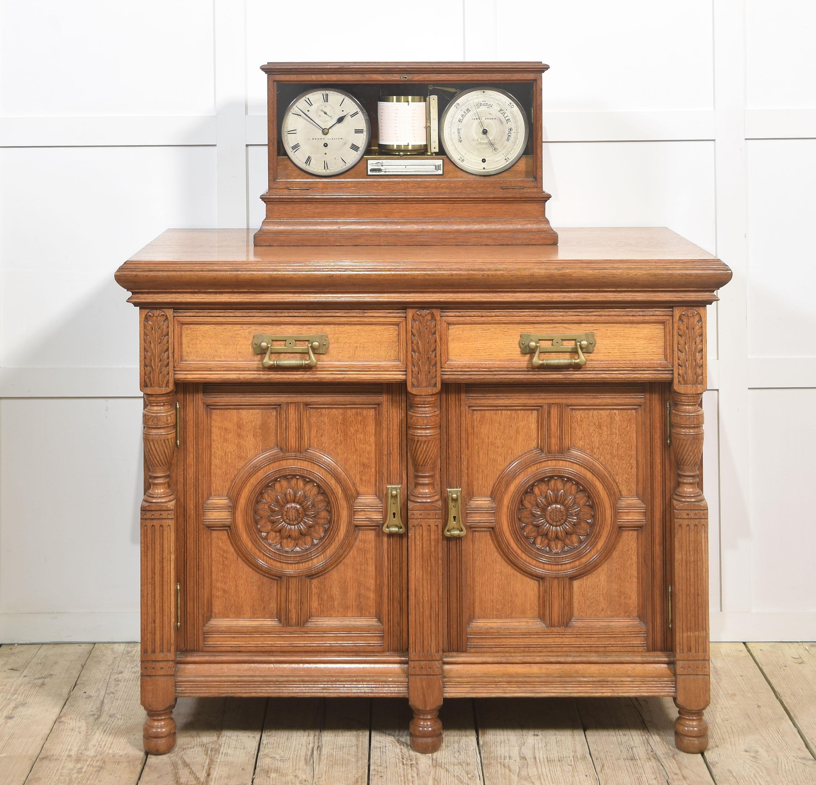 Carved oak two door sideboard by Maple and Co For Sale 14