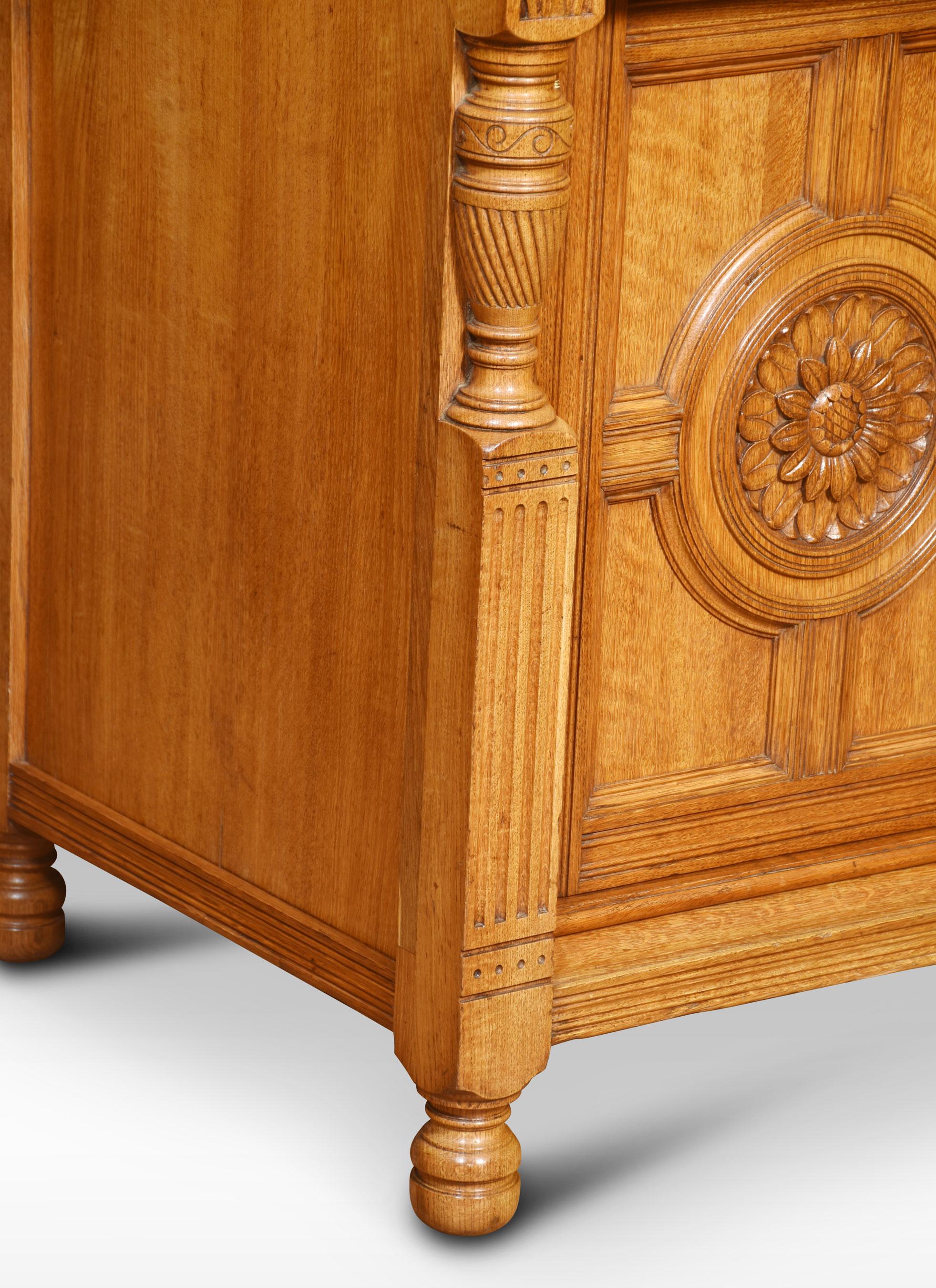 Carved Oak Two Door Sideboard For Sale 1