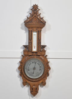 Carved oak wall hanging Banjo barometer