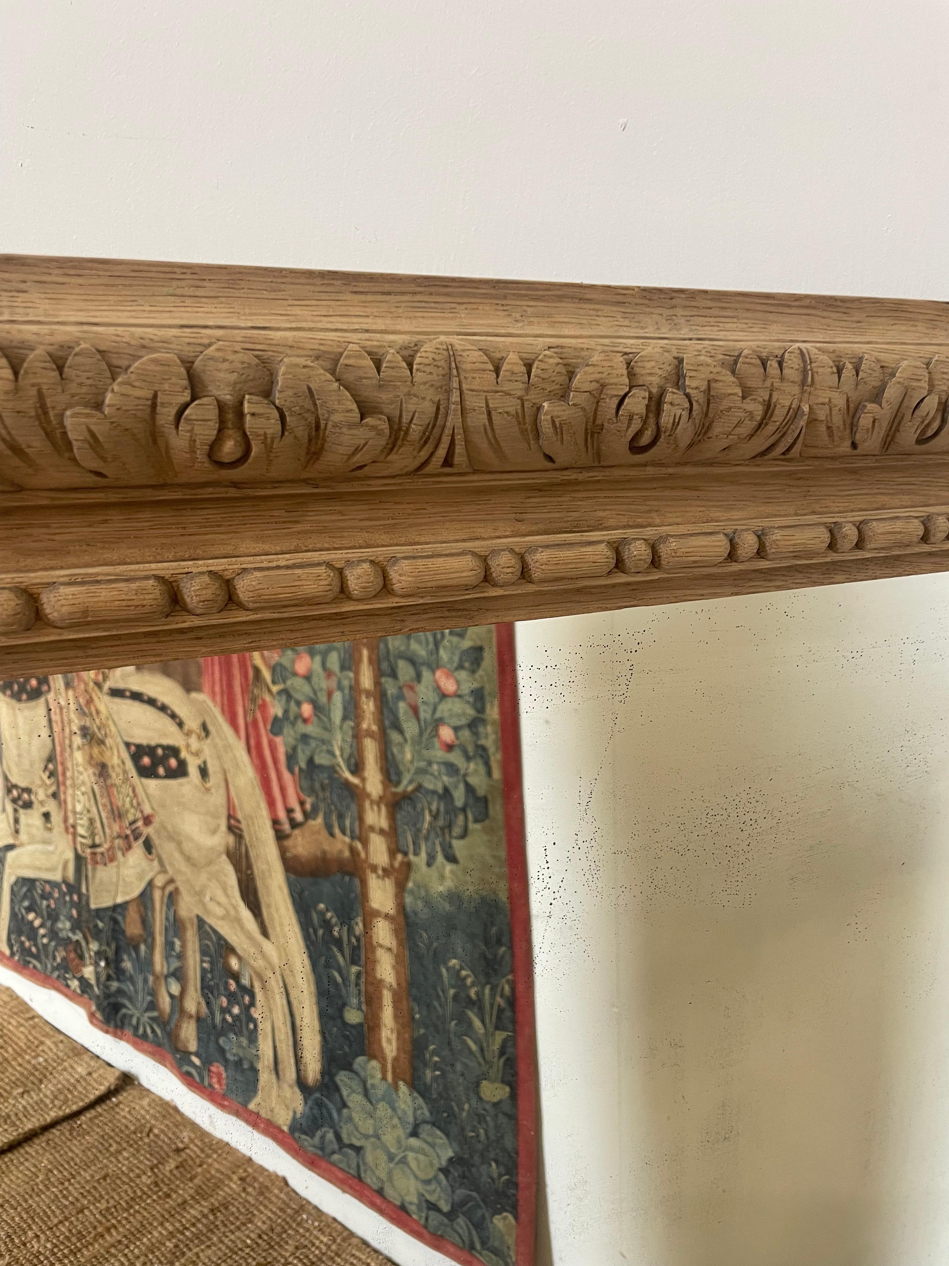 French Carved oak wall mirror / over mantle mirror