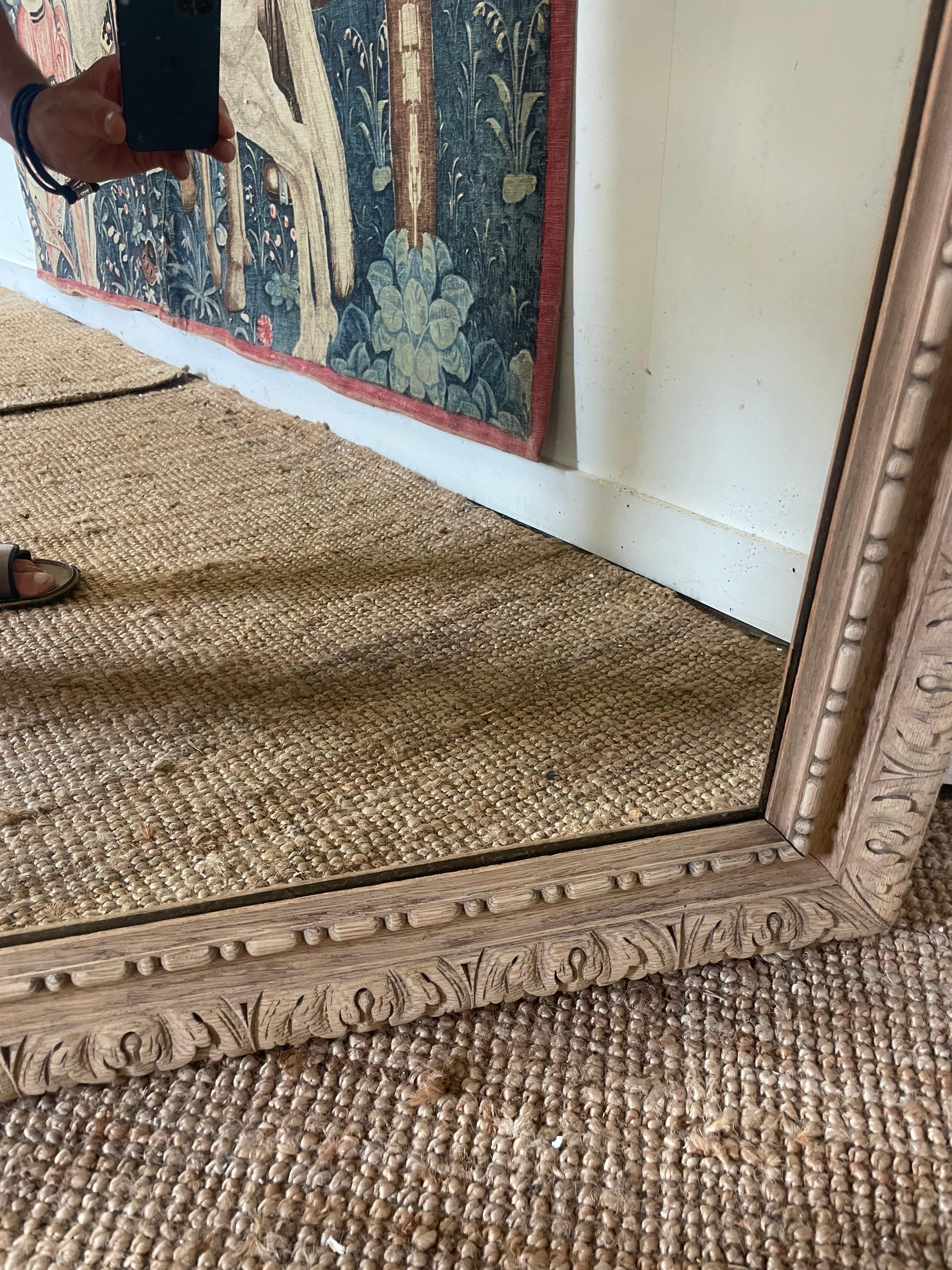 19th Century Carved oak wall mirror / over mantle mirror
