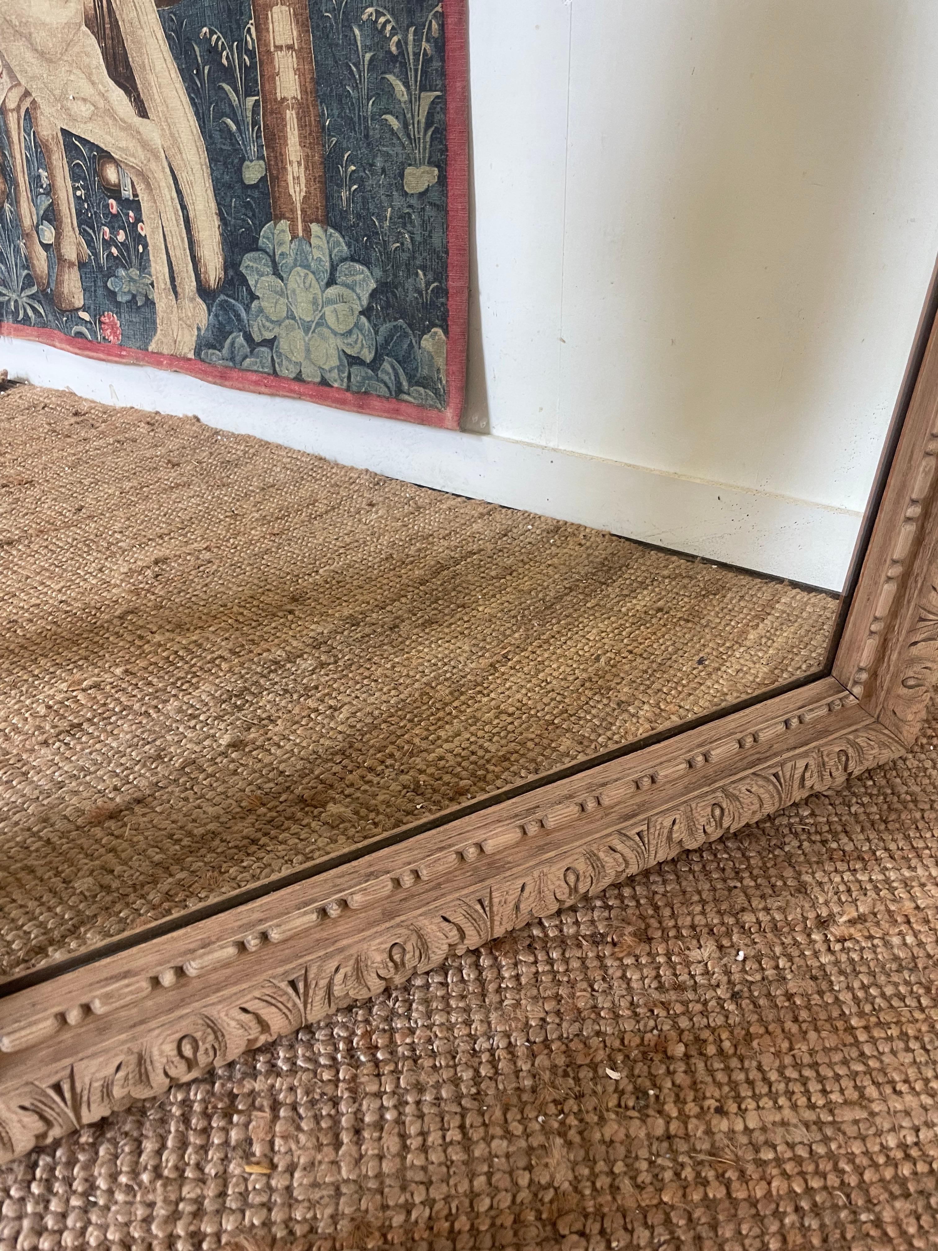 Oak Carved oak wall mirror / over mantle mirror