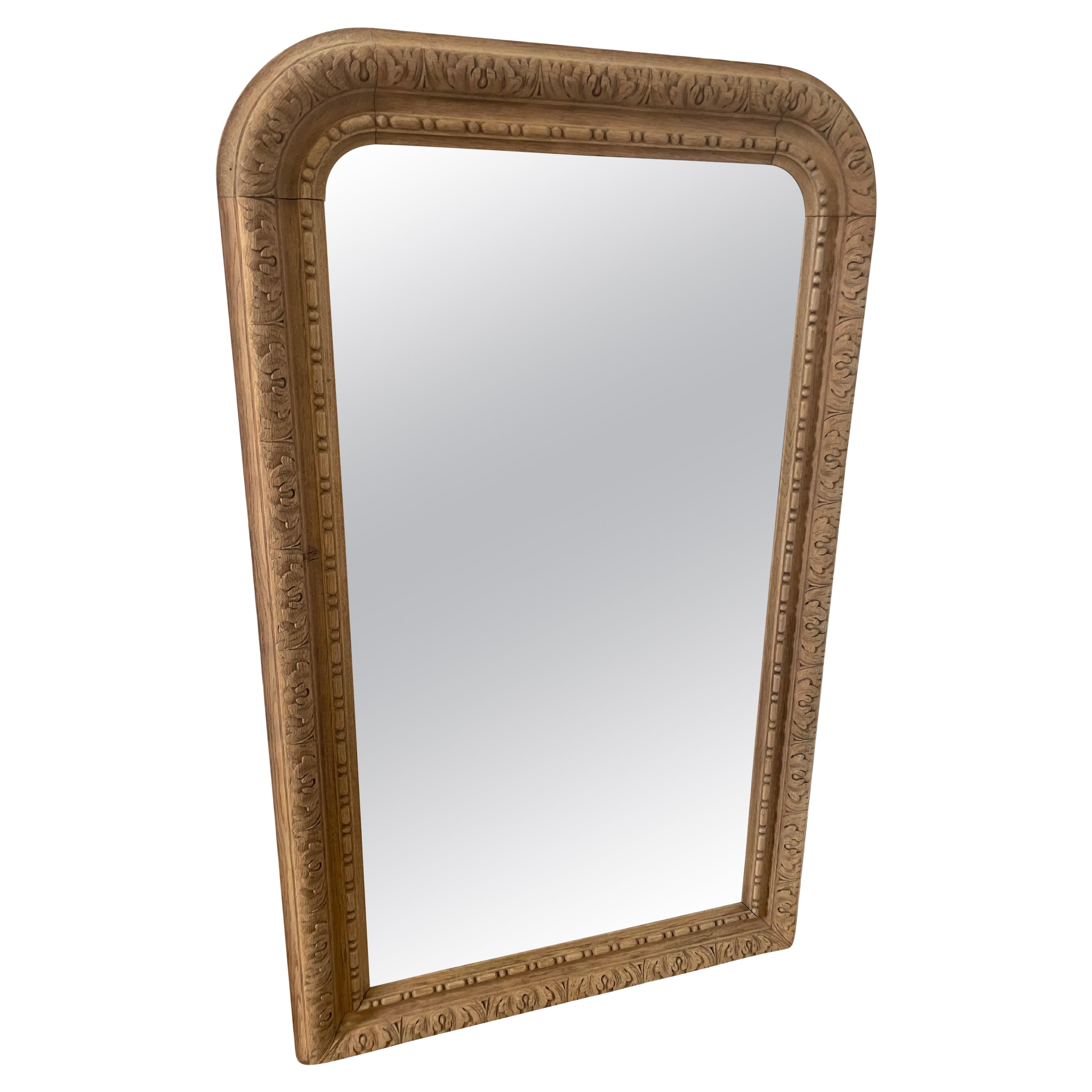 Carved oak wall mirror / over mantle mirror