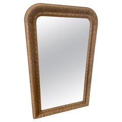 Carved oak wall mirror / over mantle mirror