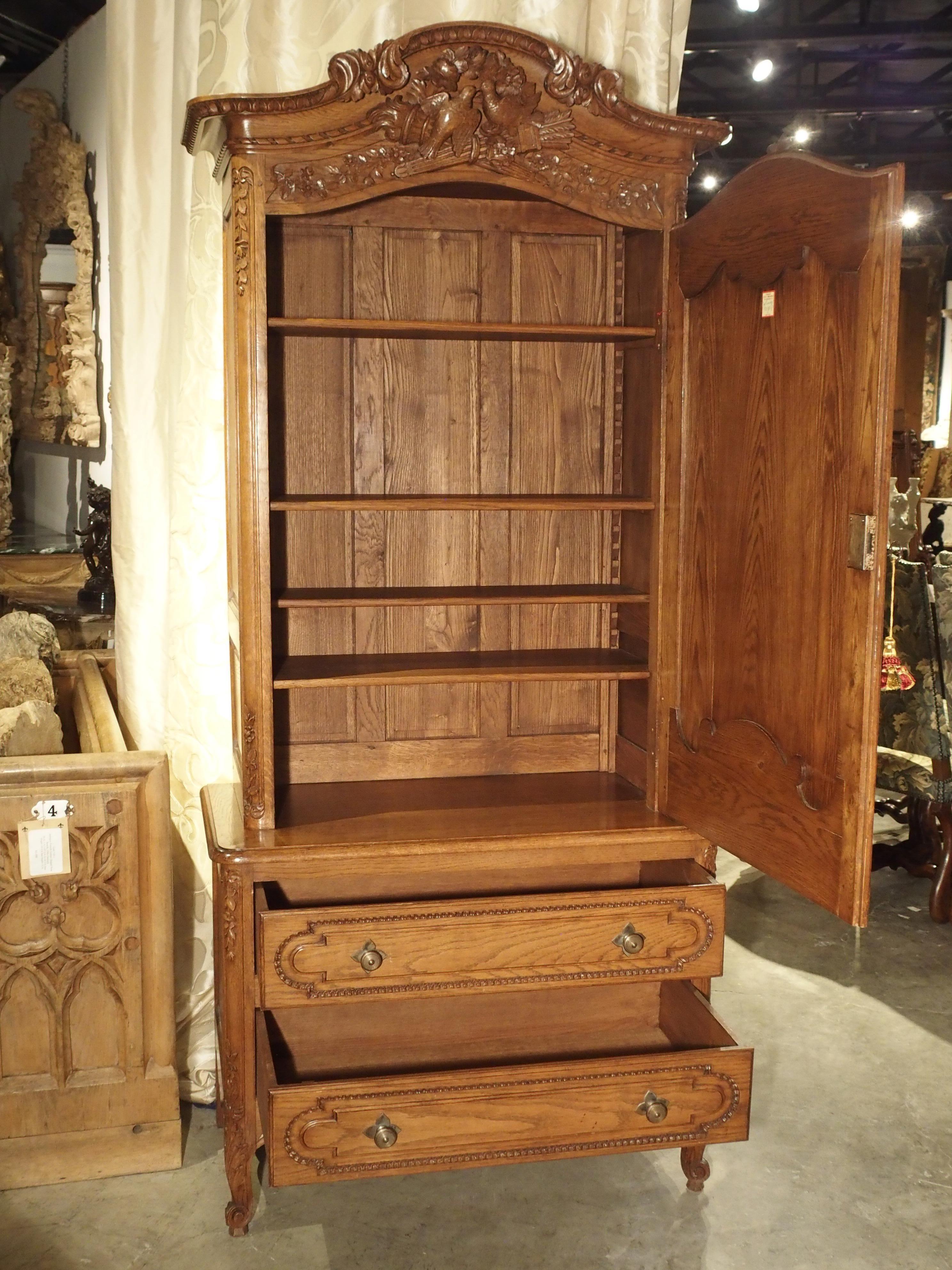 Carved Oak Wedding Cabinet and Chest of Drawers from Normandy, Early 1900s 8
