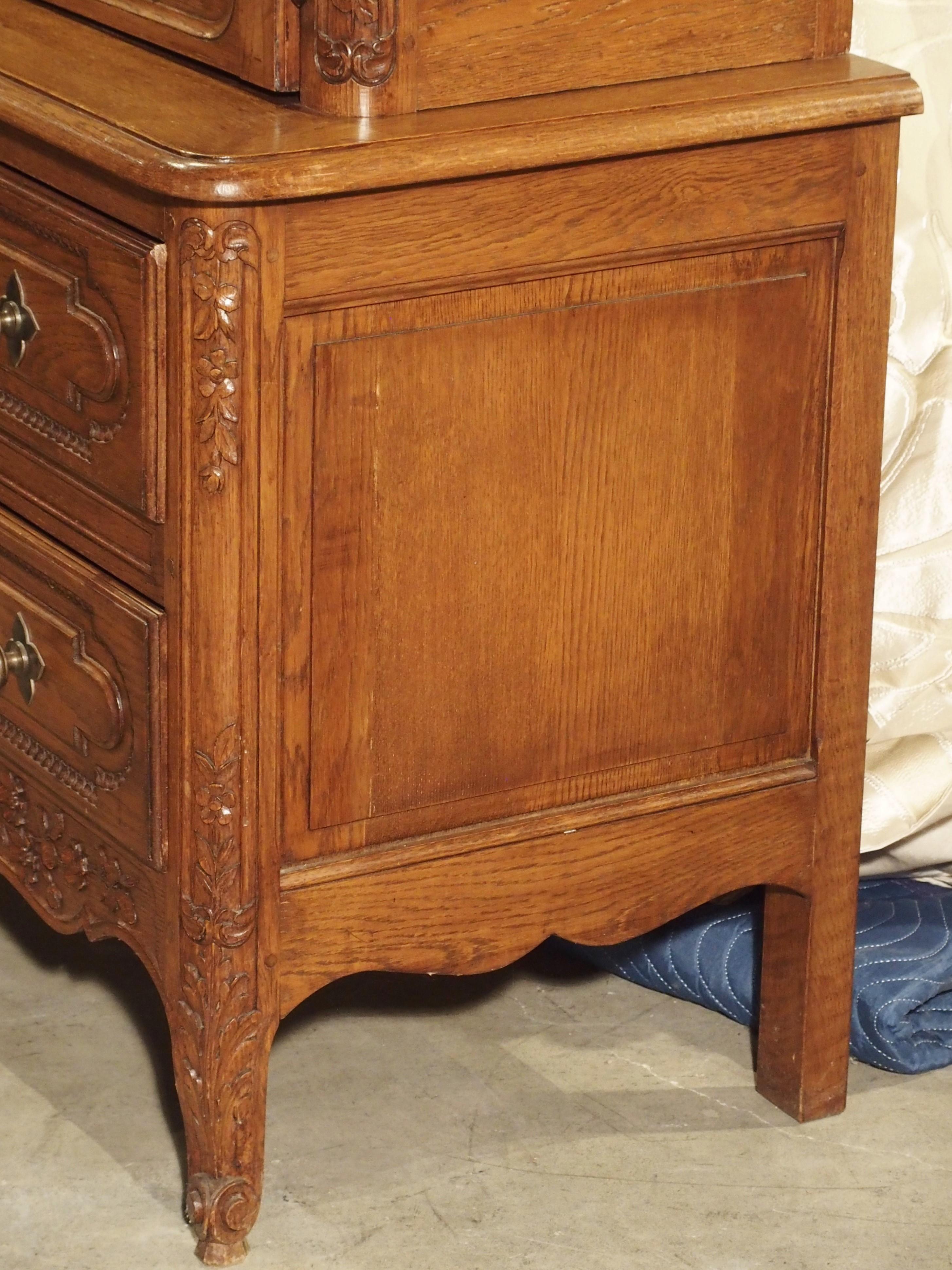 Carved Oak Wedding Cabinet and Chest of Drawers from Normandy, Early 1900s 2