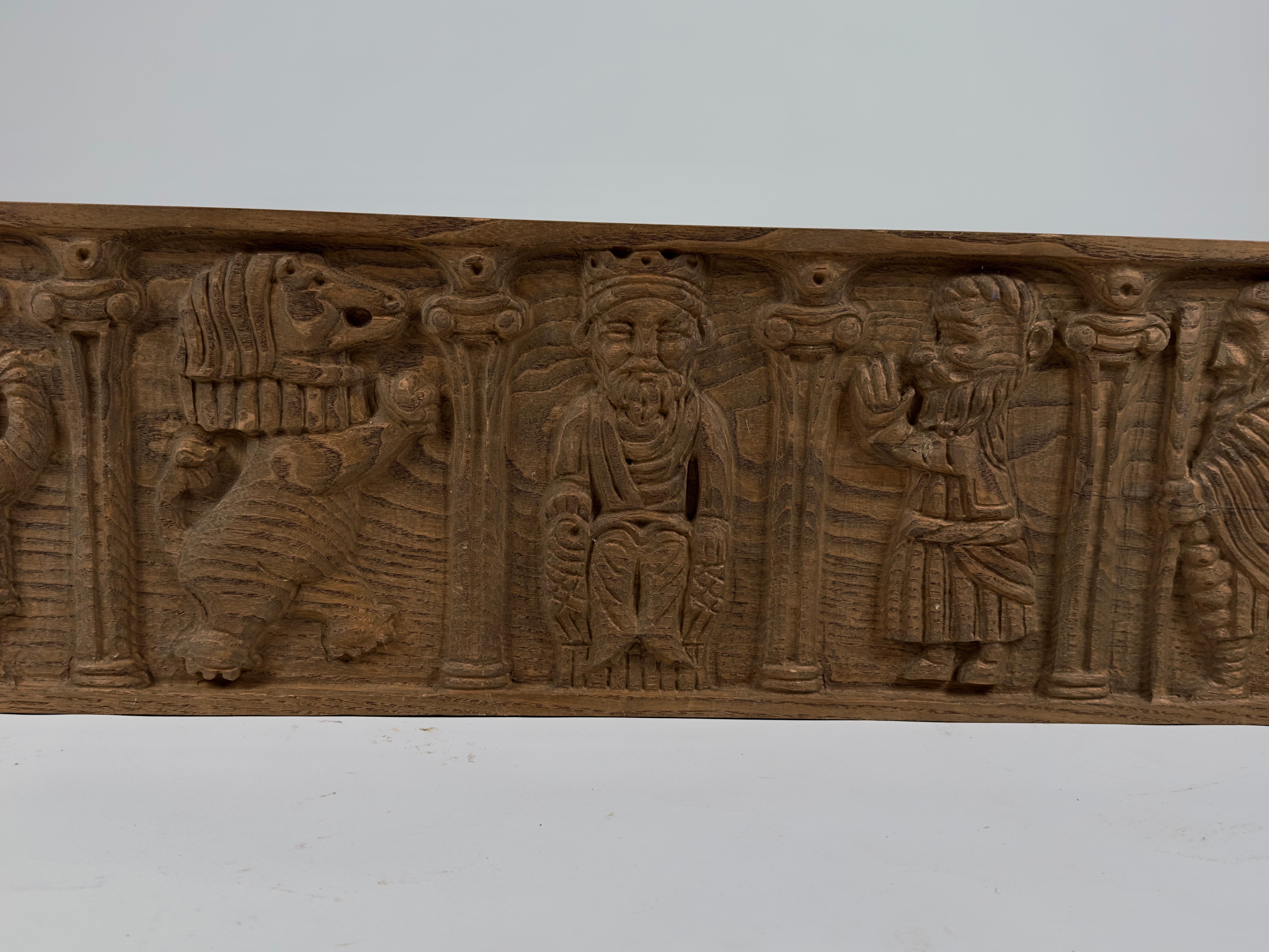 A beautiful and rare dark oak carved panel by renowned artist Evelyn Ackerman for ERA Industries. Marked “EA” in the lower right corner and stamped “ERA Industries” on the back, this collectible piece is a beautiful example of Ackerman’s