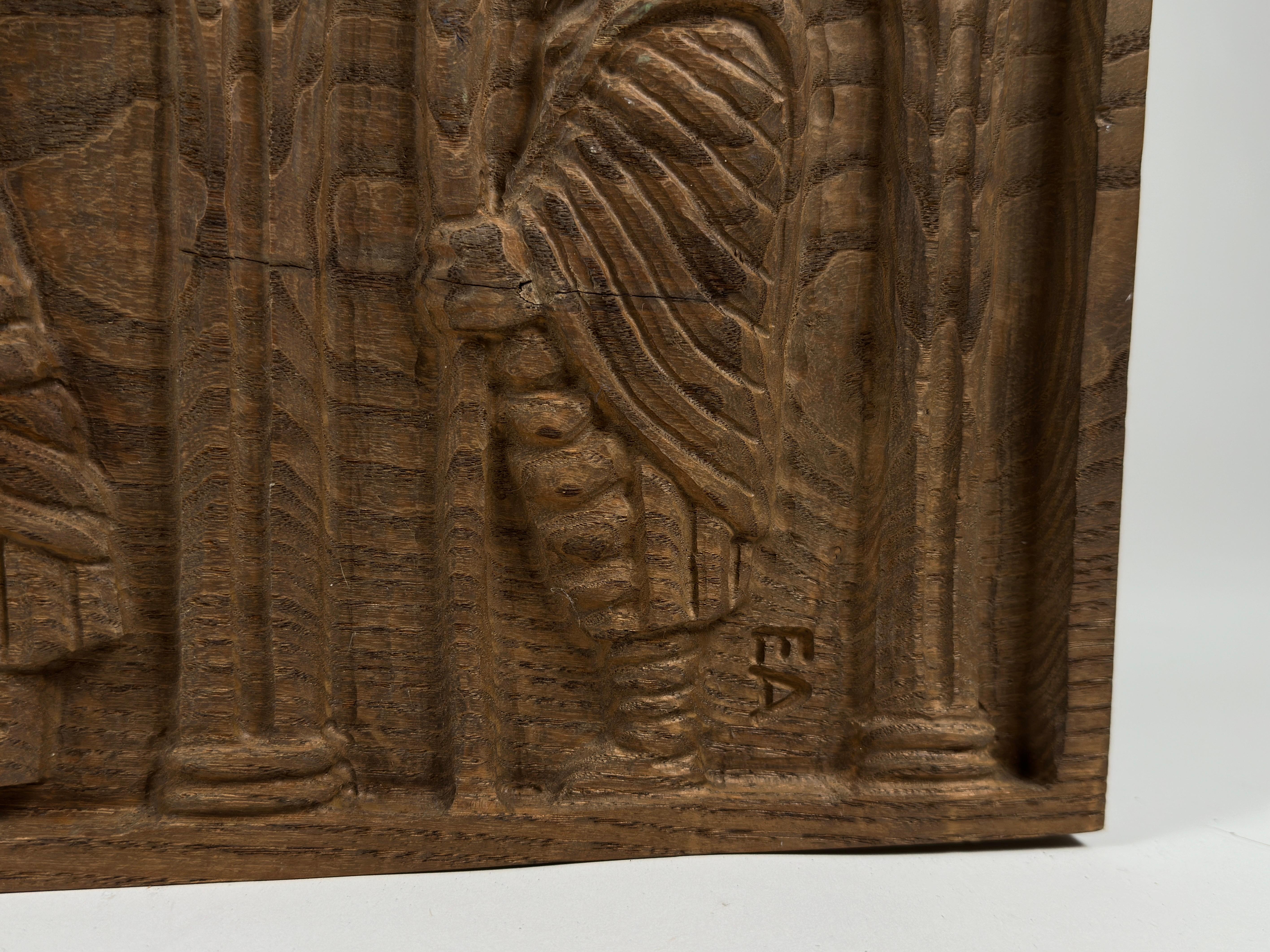 Mid-Century Modern Carved Oak Wood Panel by Evelyn Ackerman ERA Industries For Sale