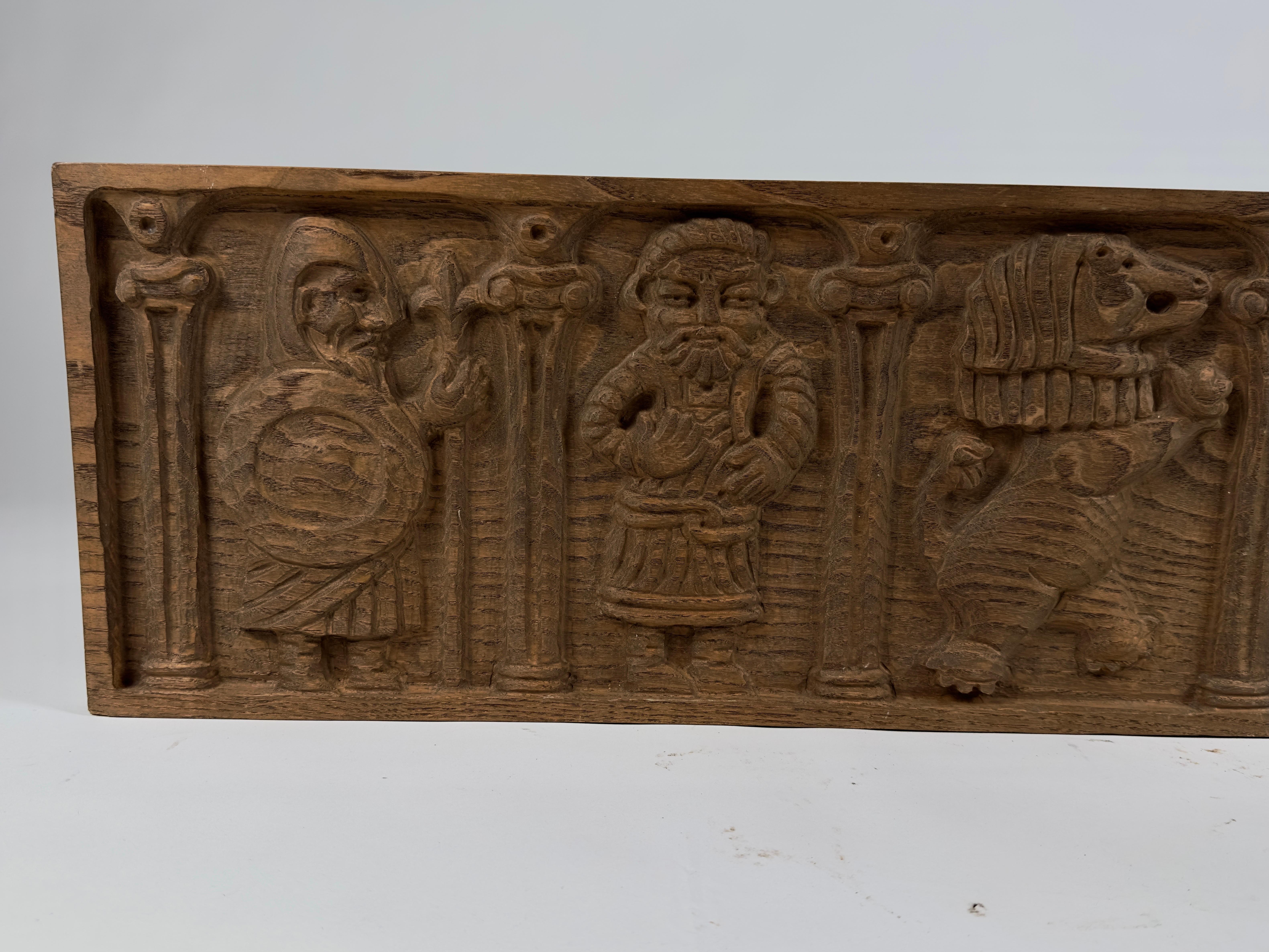 American Carved Oak Wood Panel by Evelyn Ackerman ERA Industries For Sale
