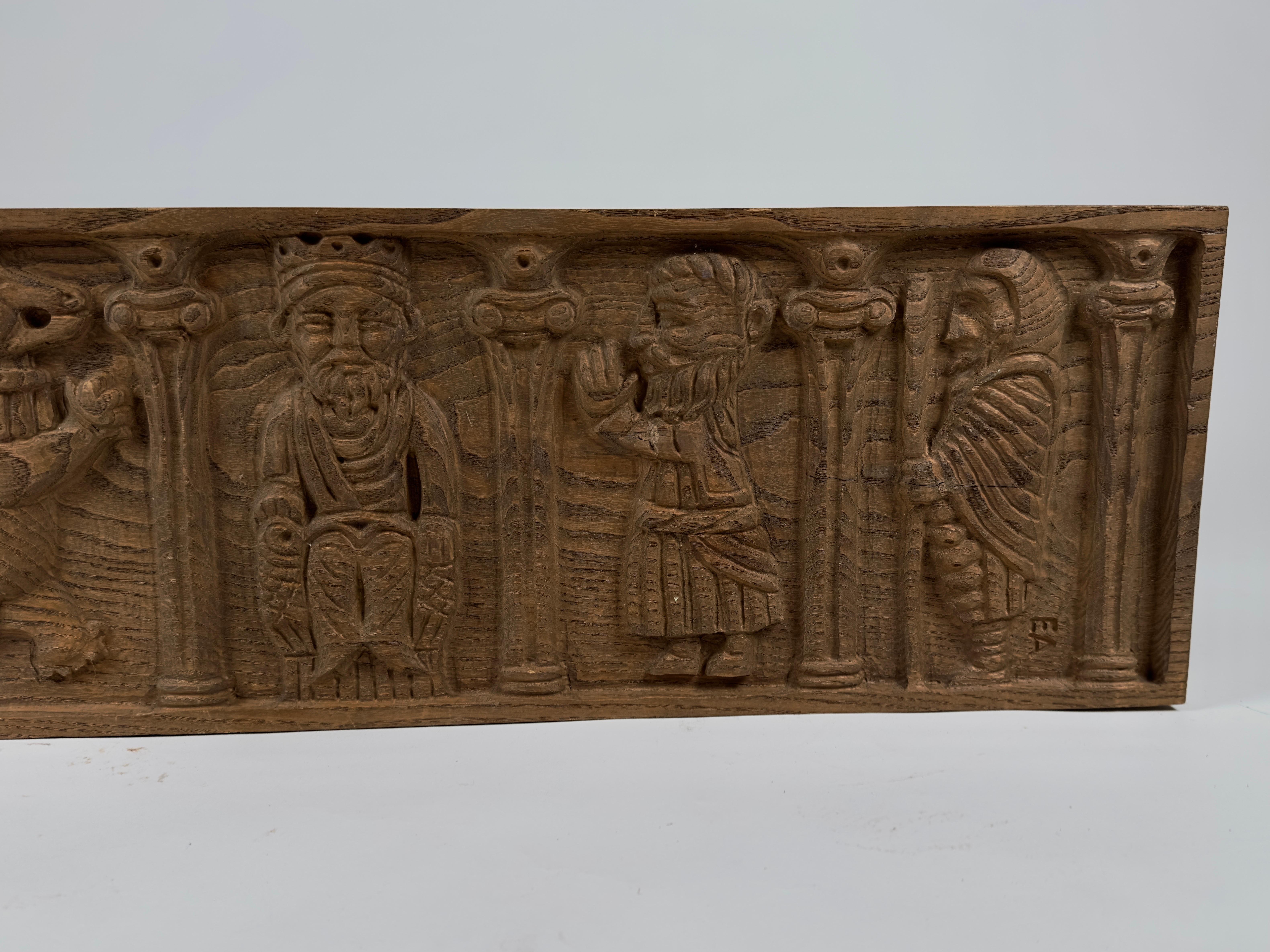 Hand-Carved Carved Oak Wood Panel by Evelyn Ackerman ERA Industries For Sale