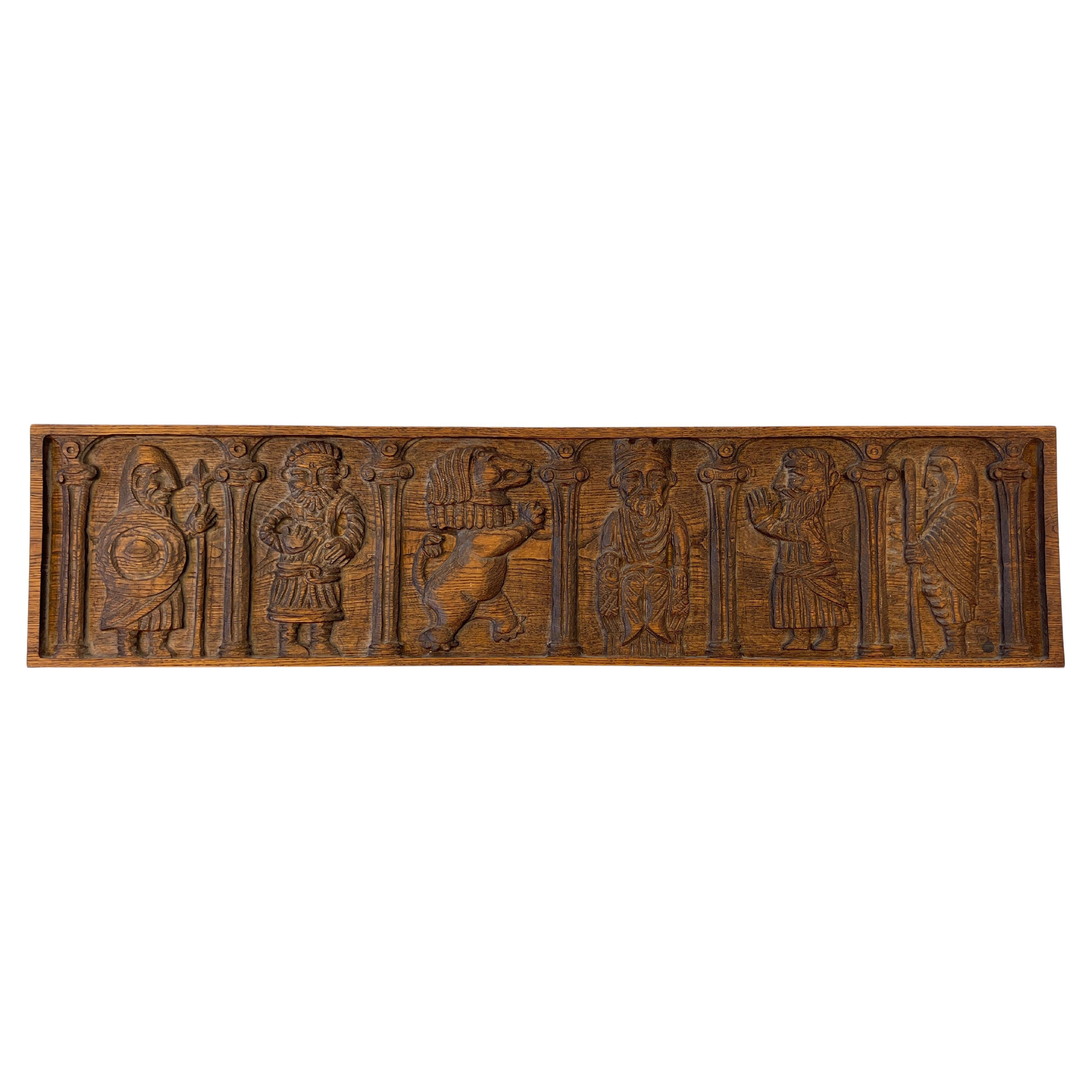 Carved Oak Wood Panel by Evelyn Ackerman  For Sale