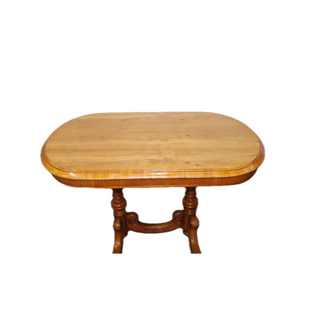 19th Century Carved Oblong Table w/ Hand Carved Turned Base For Sale