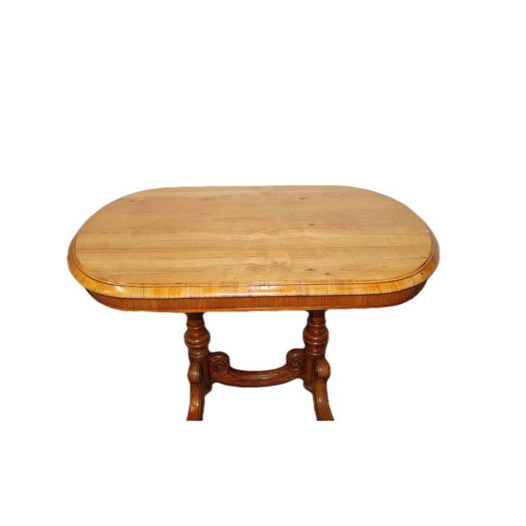 Carved Oblong Table w/ Hand Carved Turned Base For Sale at 1stDibs