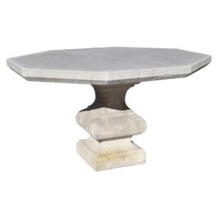 Carved Octagonal Limestone Balustrade Table from Italy