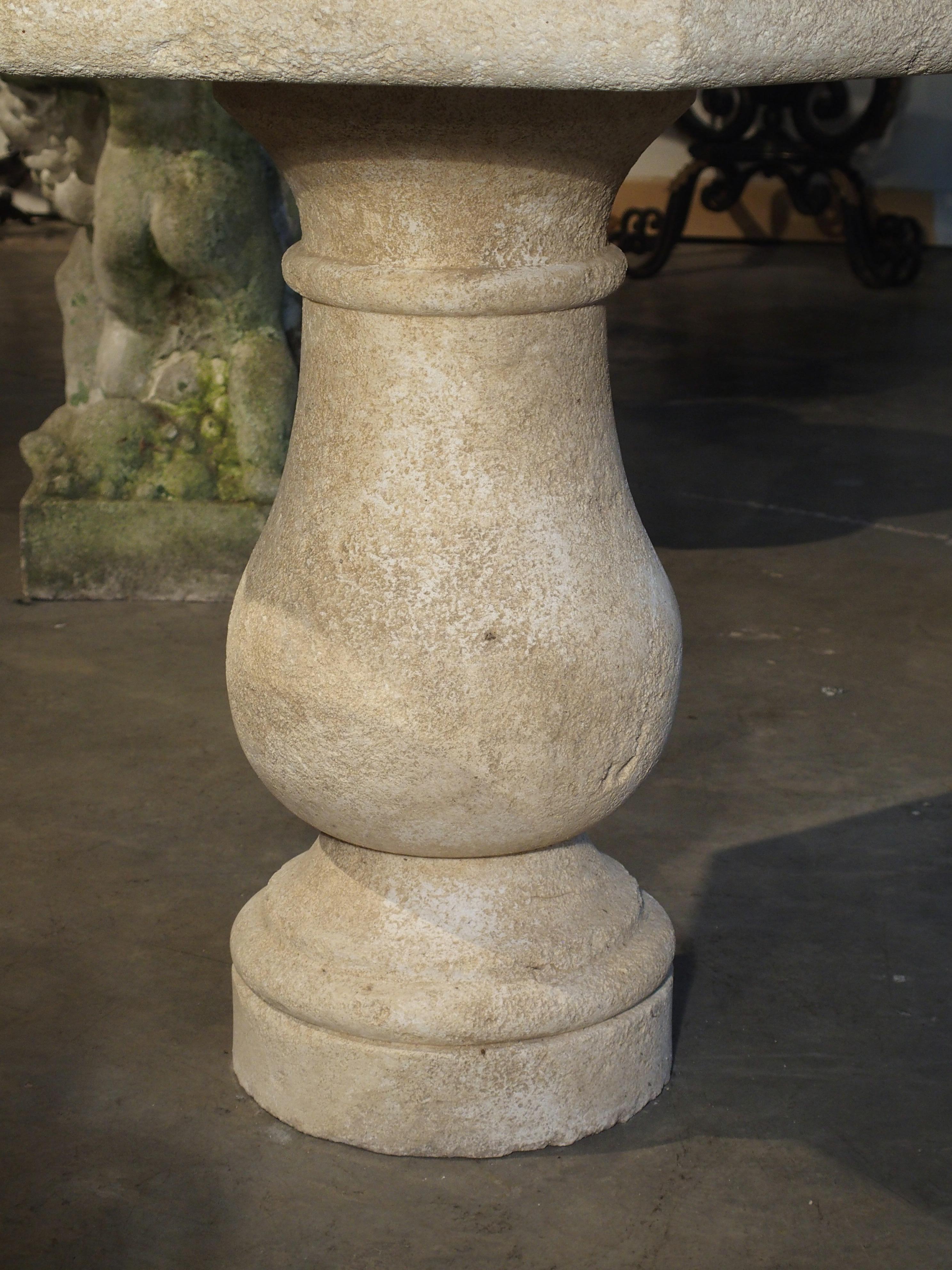 French Carved Octagonal Stone Side Table from Provence, France