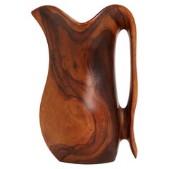 Vintage Carved Olive Wood Jug