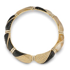 Carved Onyx and Rock Crystal Diamond Necklace