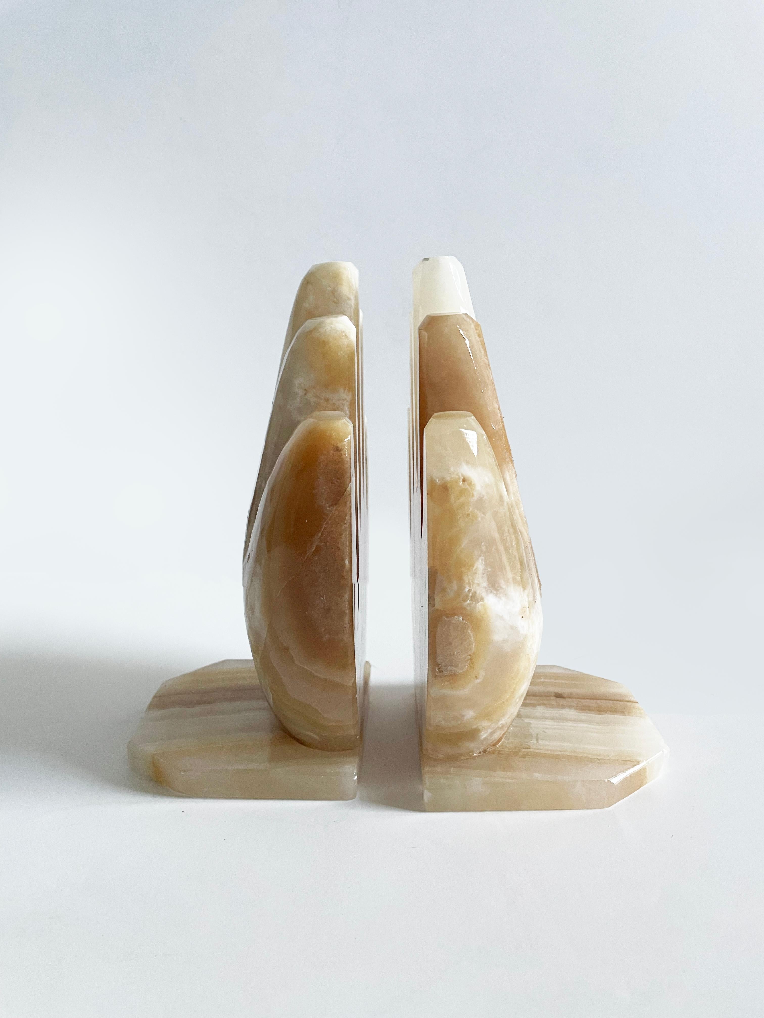 Carved Onyx Hand Bookends In Good Condition In Fall River, MA