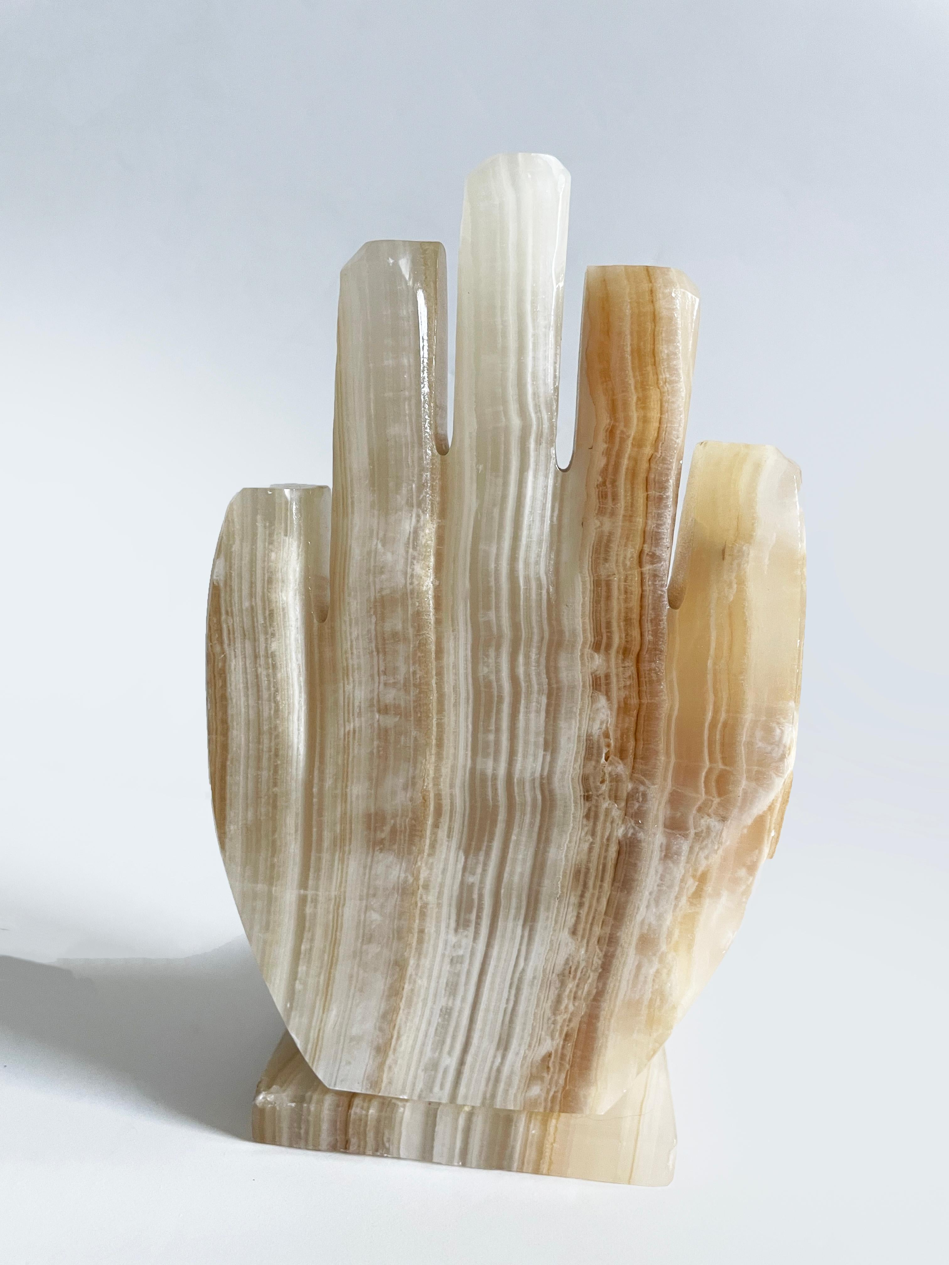 Late 20th Century Carved Onyx Hand Bookends