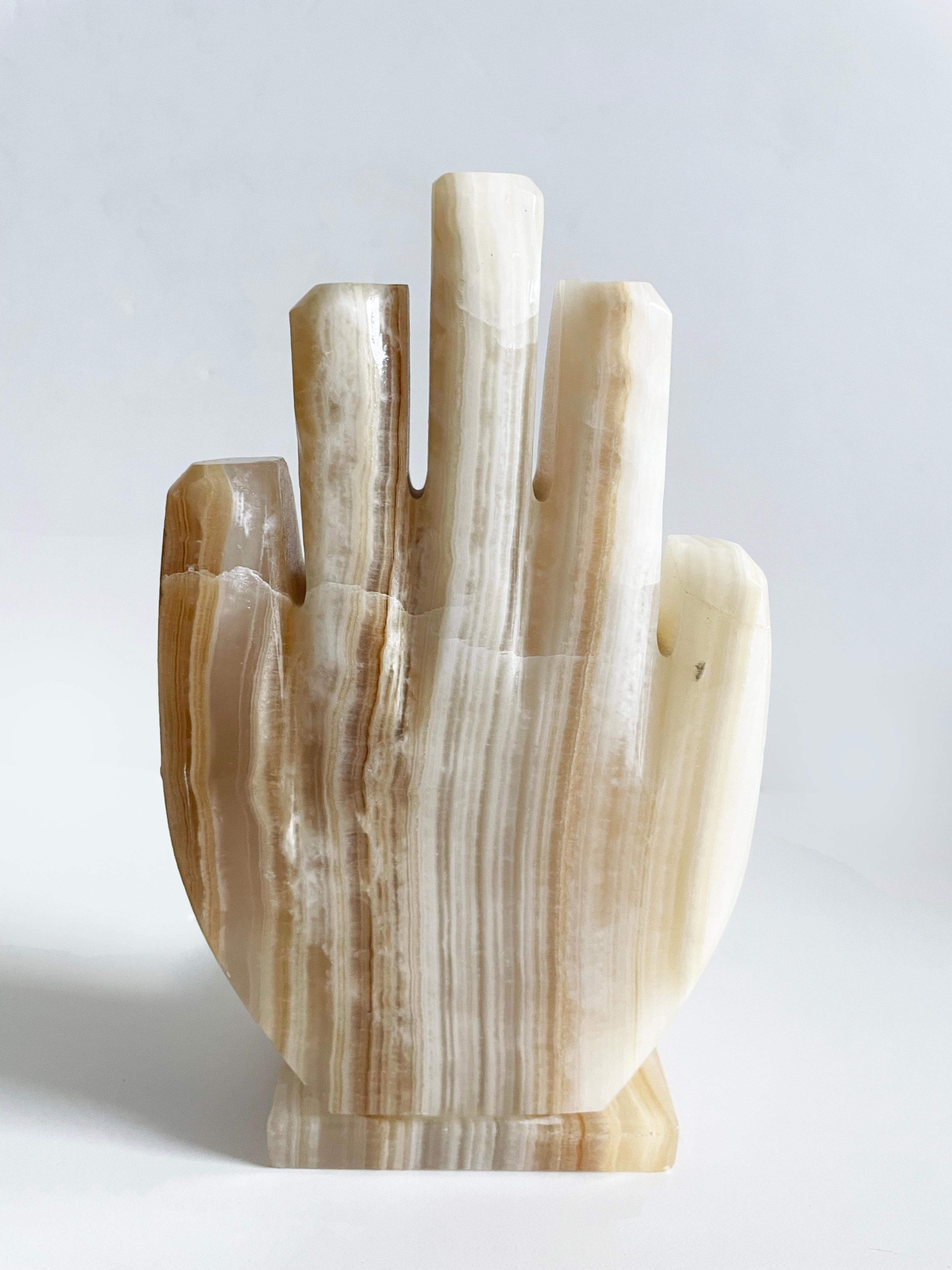 Stone Carved Onyx Hand Bookends