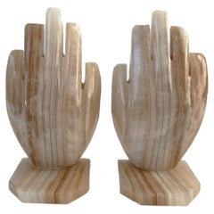 Carved Onyx Hand Bookends