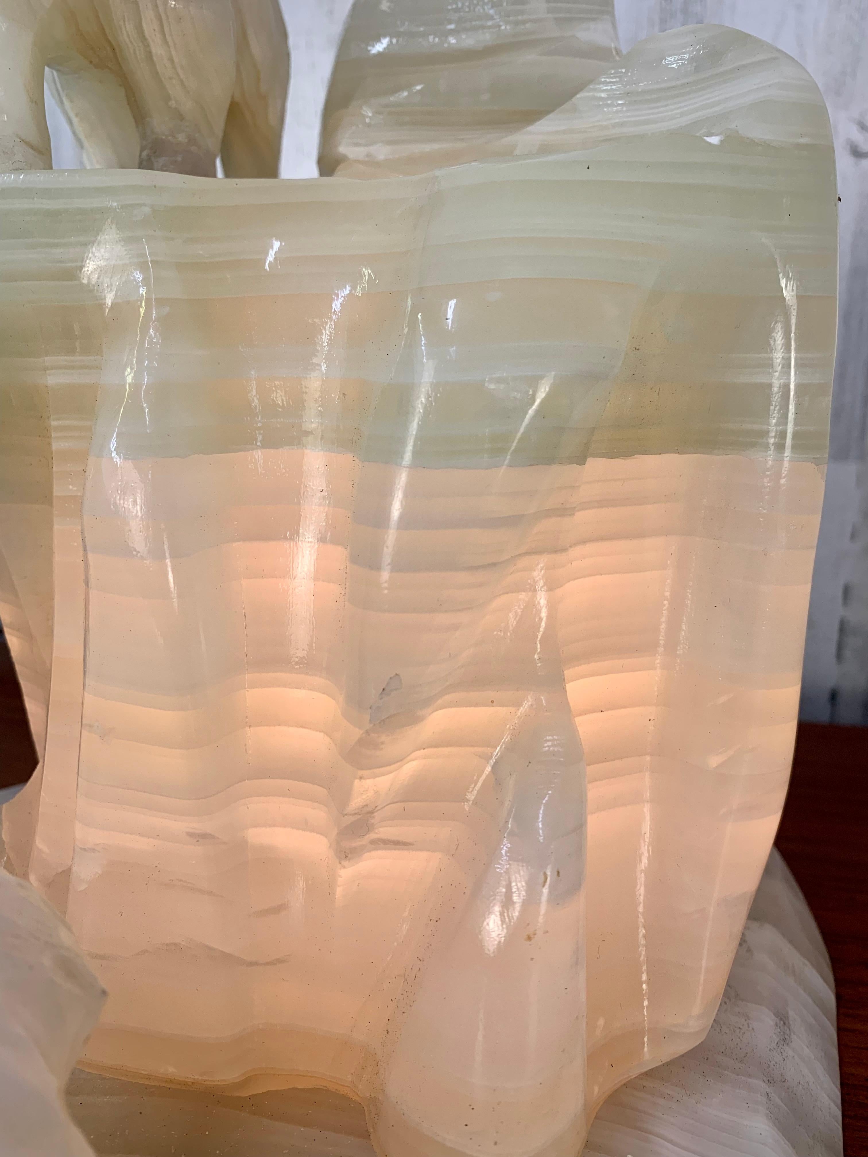 Carved Onyx Polar Bear Sculpture Lamp For Sale 2