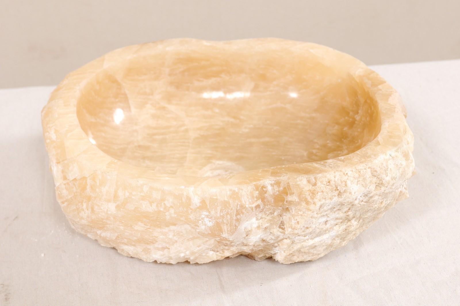 Carved Onyx Rock Sink Basin in Cream Color 6