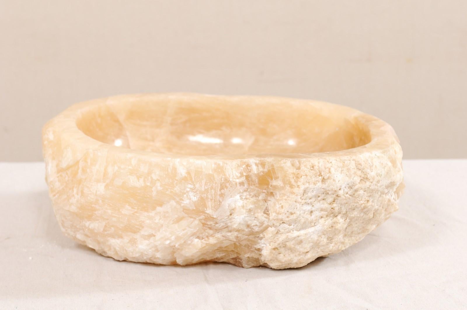 Carved Onyx Rock Sink Basin in Cream Color 7