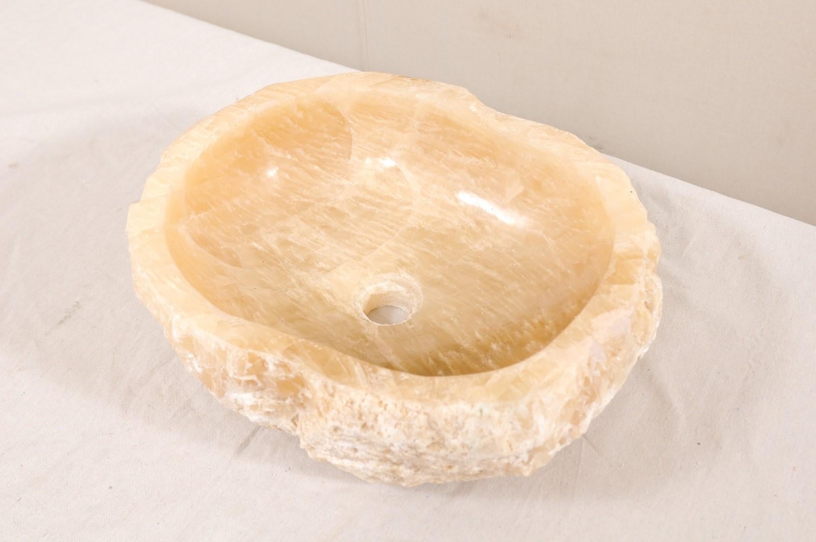 Carved Onyx Rock Sink Basin in Cream Color 1