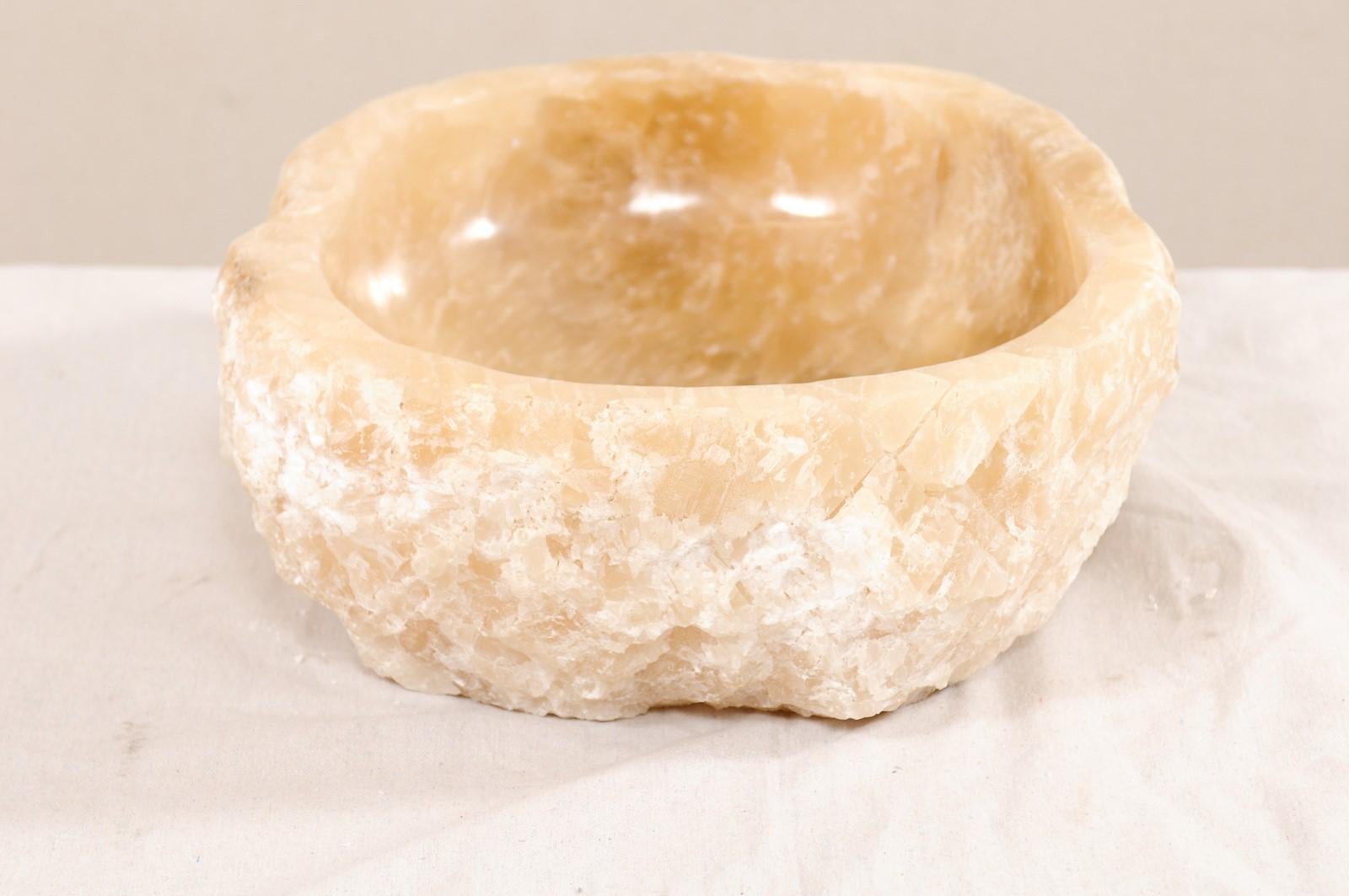 Carved Onyx Rock Sink Basin in Cream Color 2