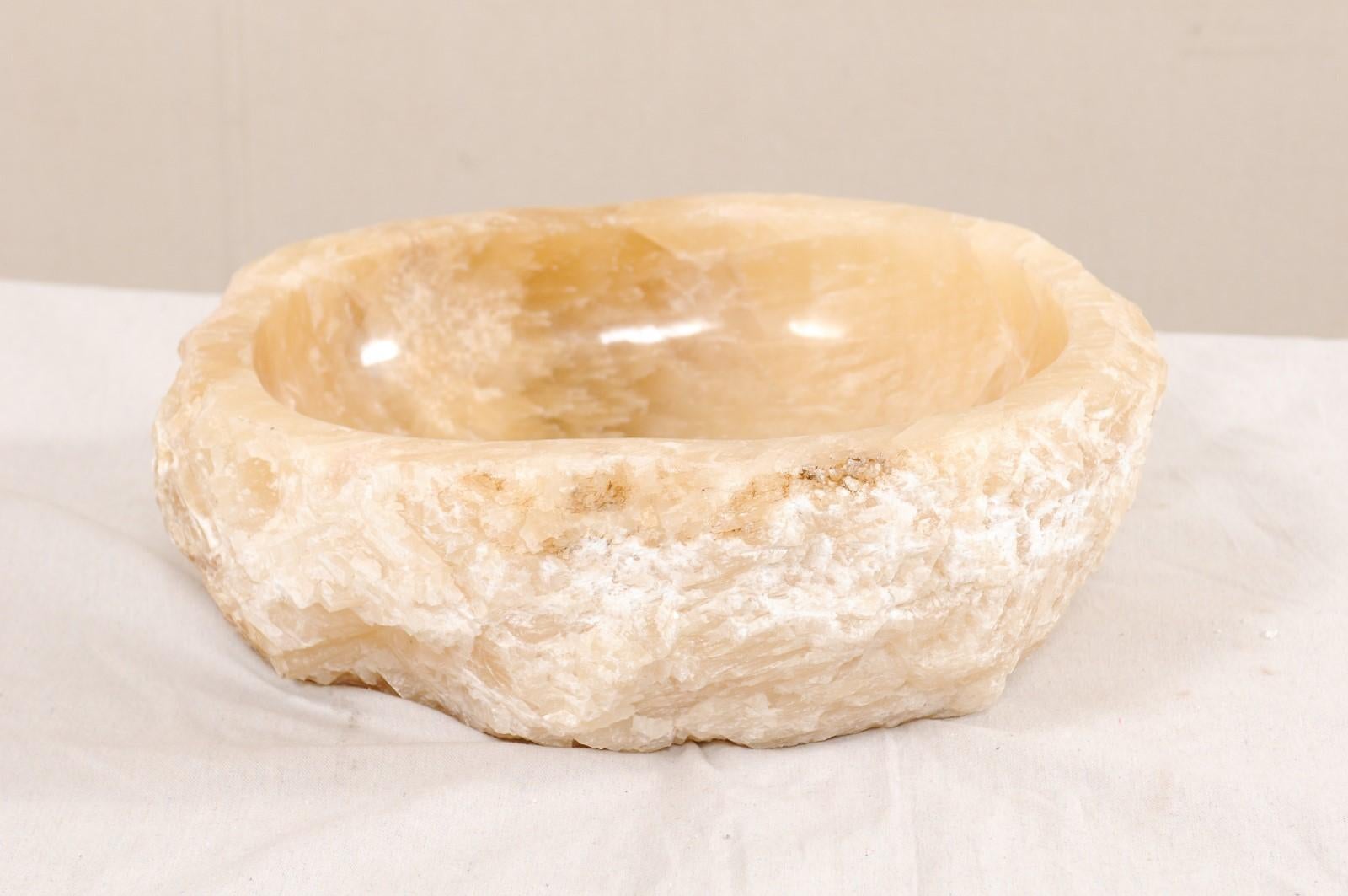 Carved Onyx Rock Sink Basin in Cream Color 4