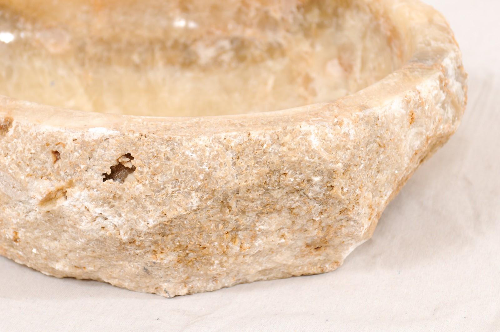 Éviers à bassin en roche onyx sculpté avec bord vif en vente 3