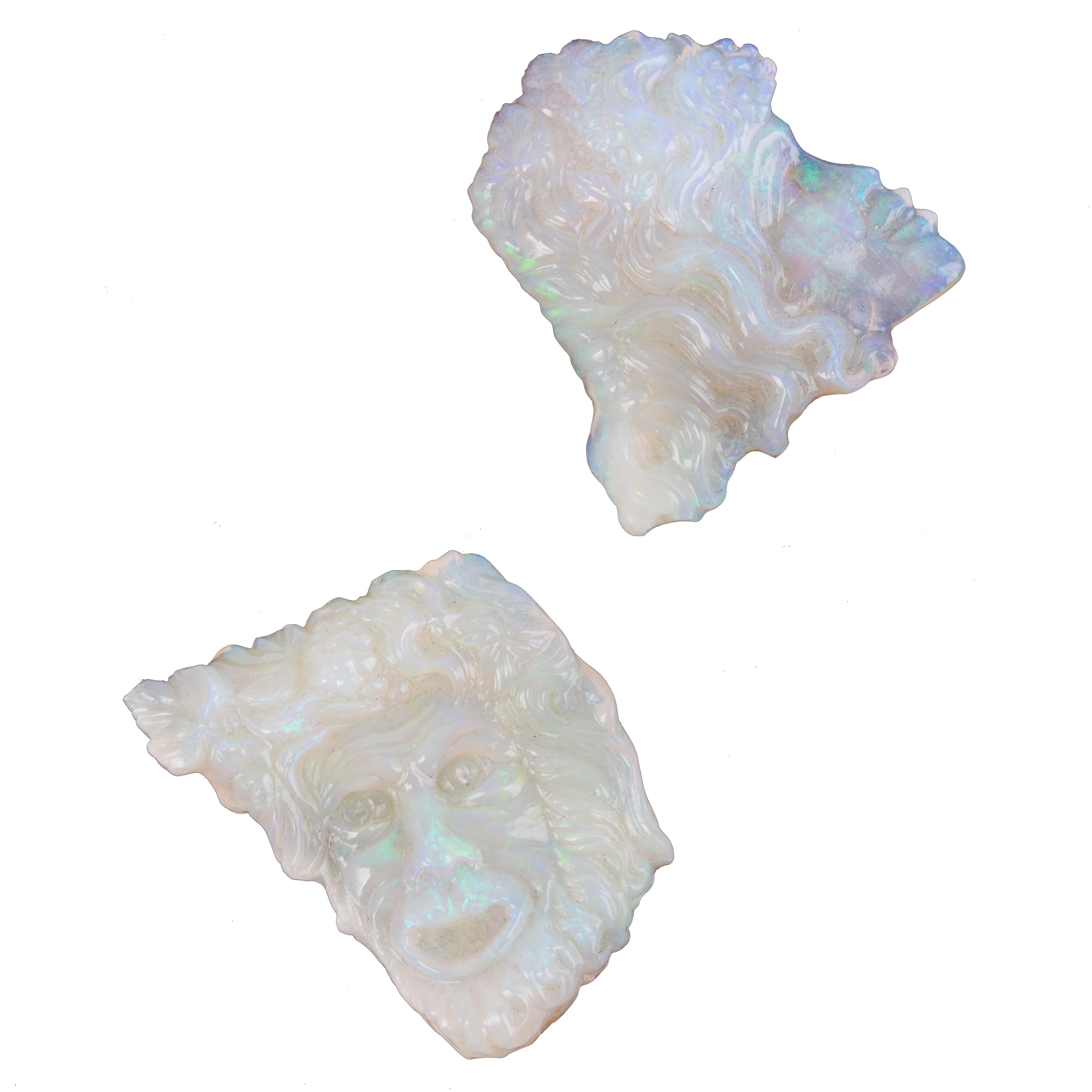 Portrait Cut Carved Opal Faces For Sale