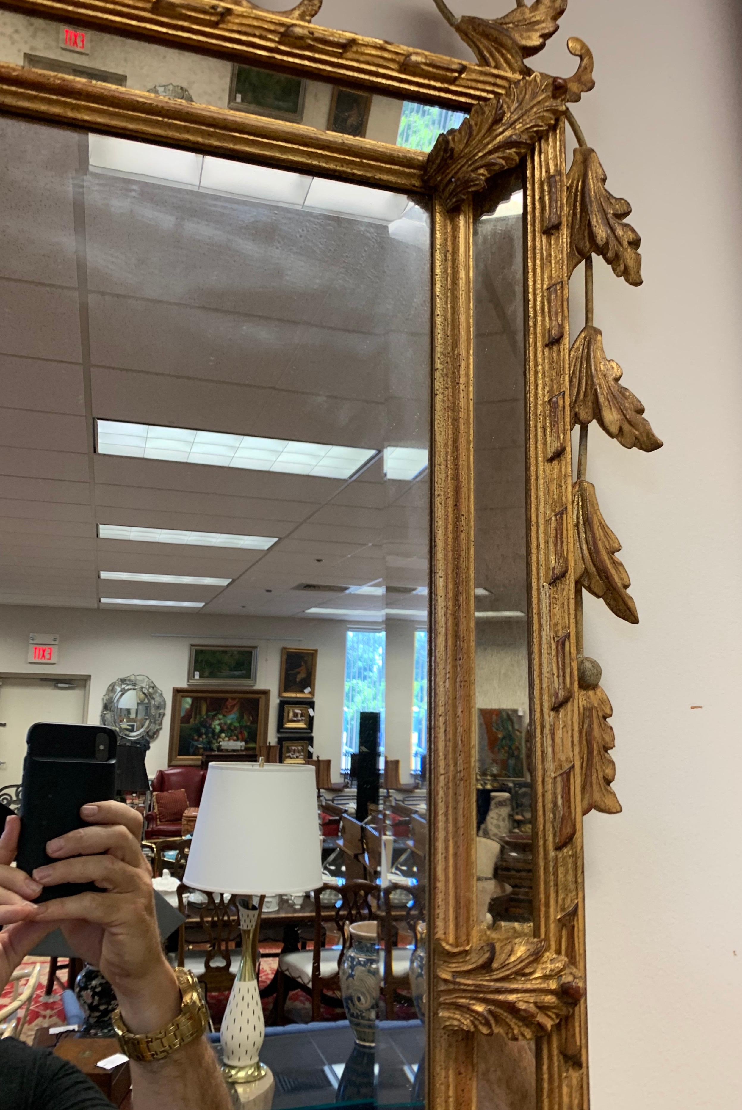 Carved Ornate Large Neoclassical Giltwood Wall Mirror 3