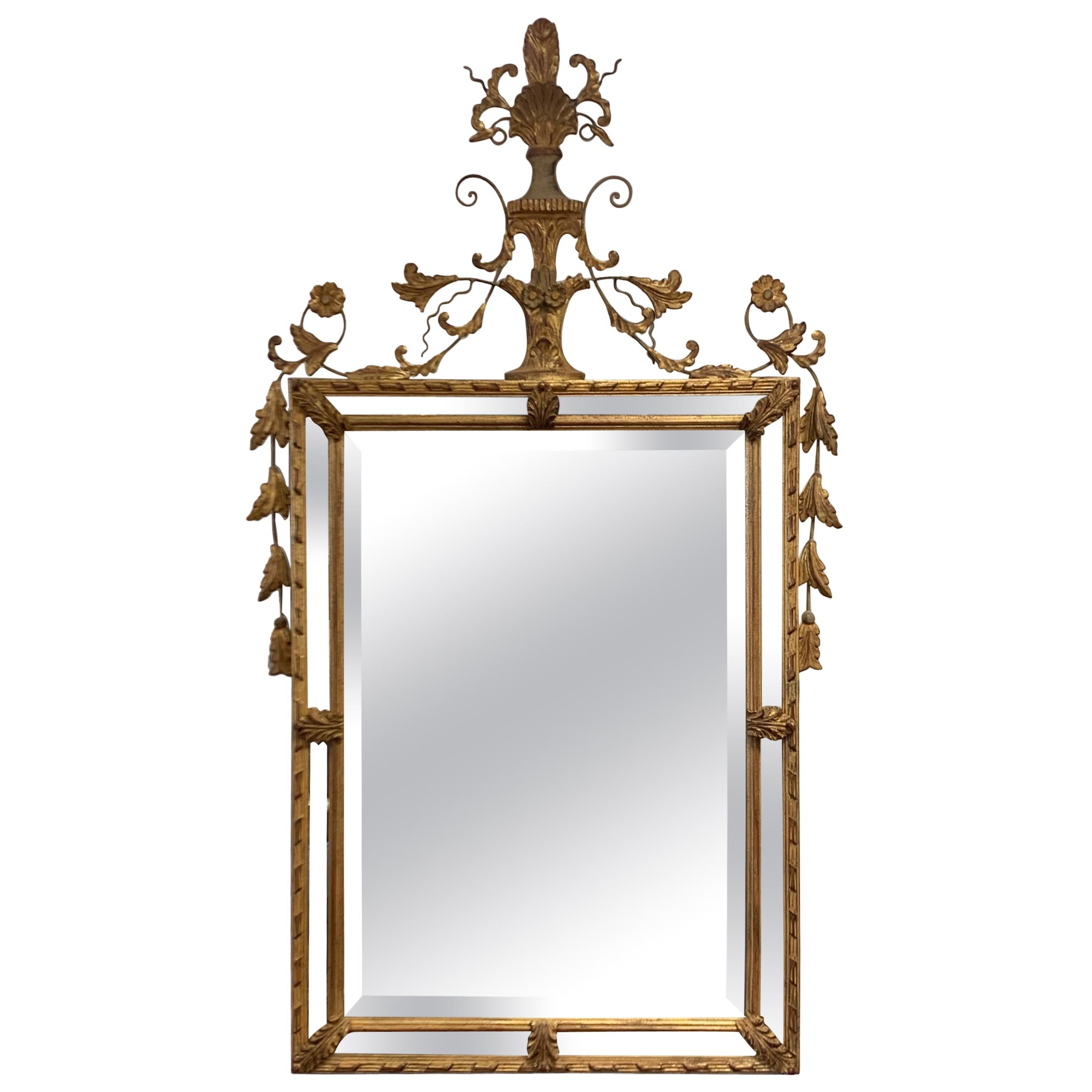 Carved Ornate Large Neoclassical Giltwood Wall Mirror