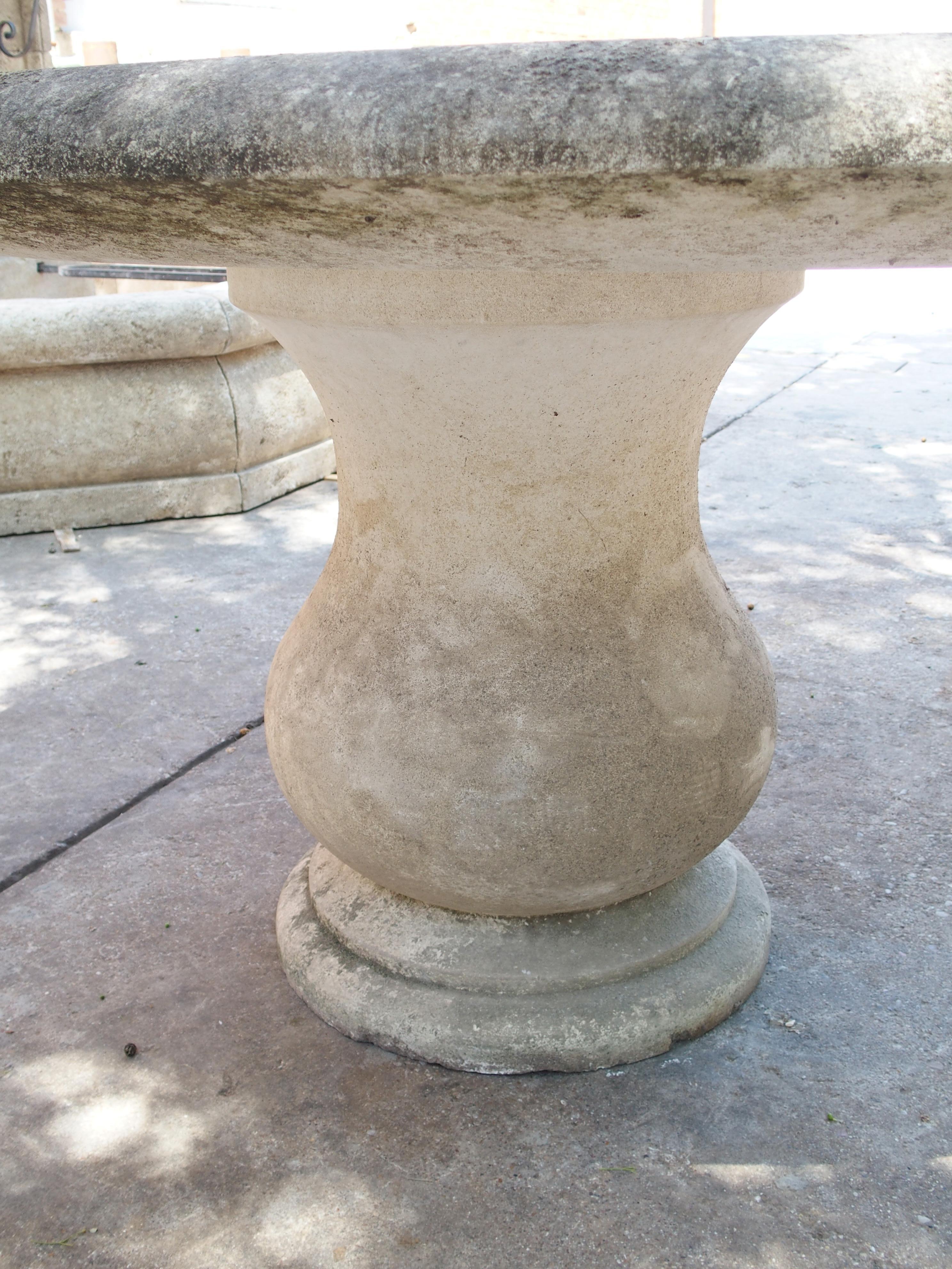 Carved Oval Top Limestone Garden Baluster Table from Provence, France For Sale 4