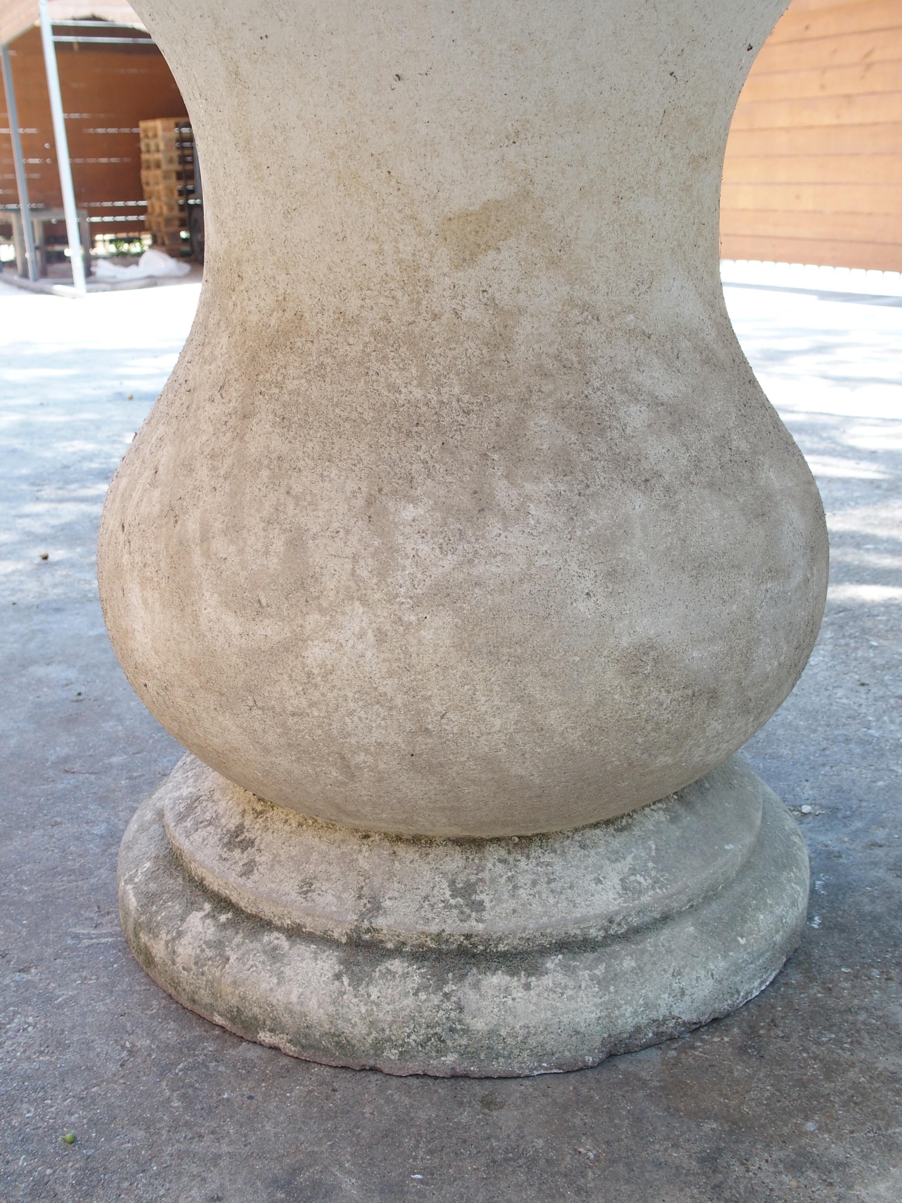 Carved Oval Top Limestone Garden Baluster Table from Provence, France For Sale 7