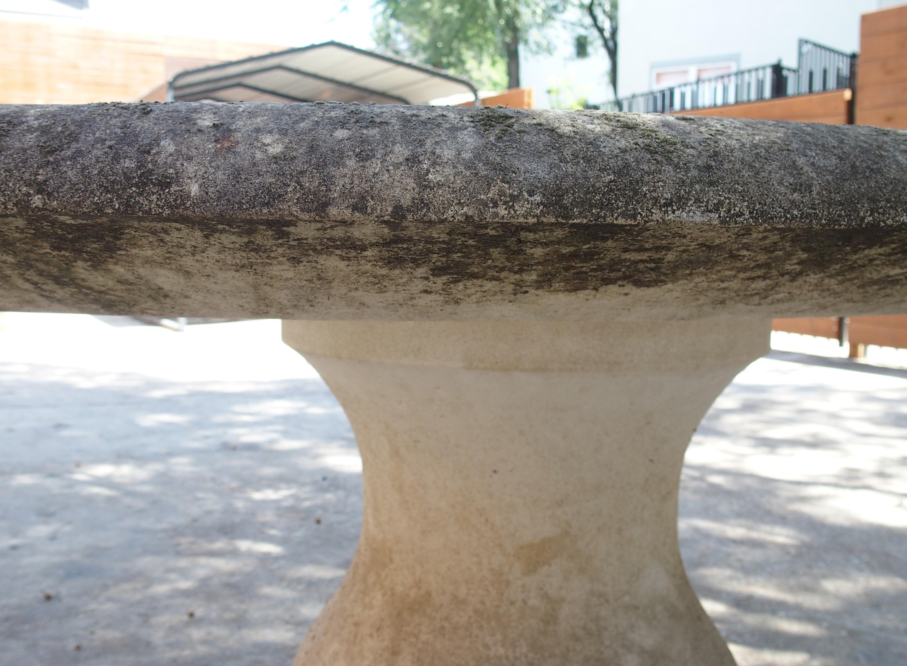 Carved Oval Top Limestone Garden Baluster Table from Provence, France For Sale 9