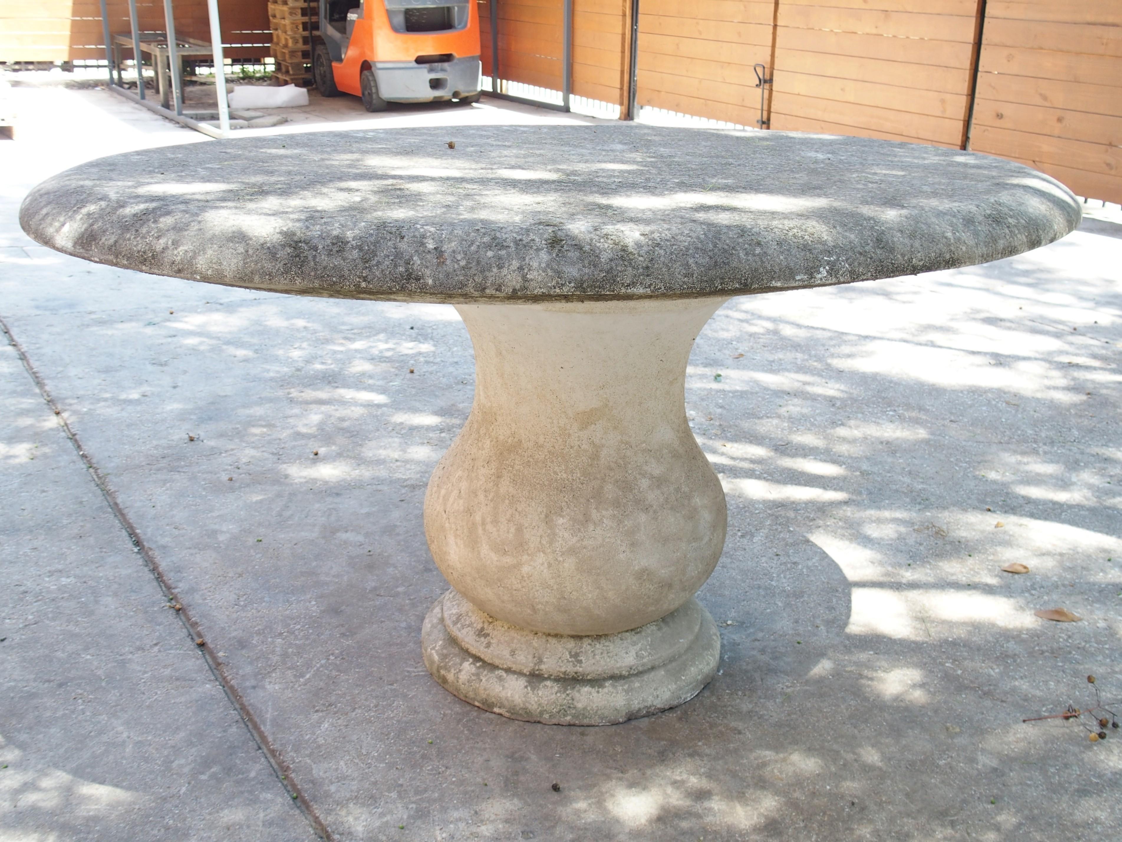 Carved Oval Top Limestone Garden Baluster Table from Provence, France For Sale 10