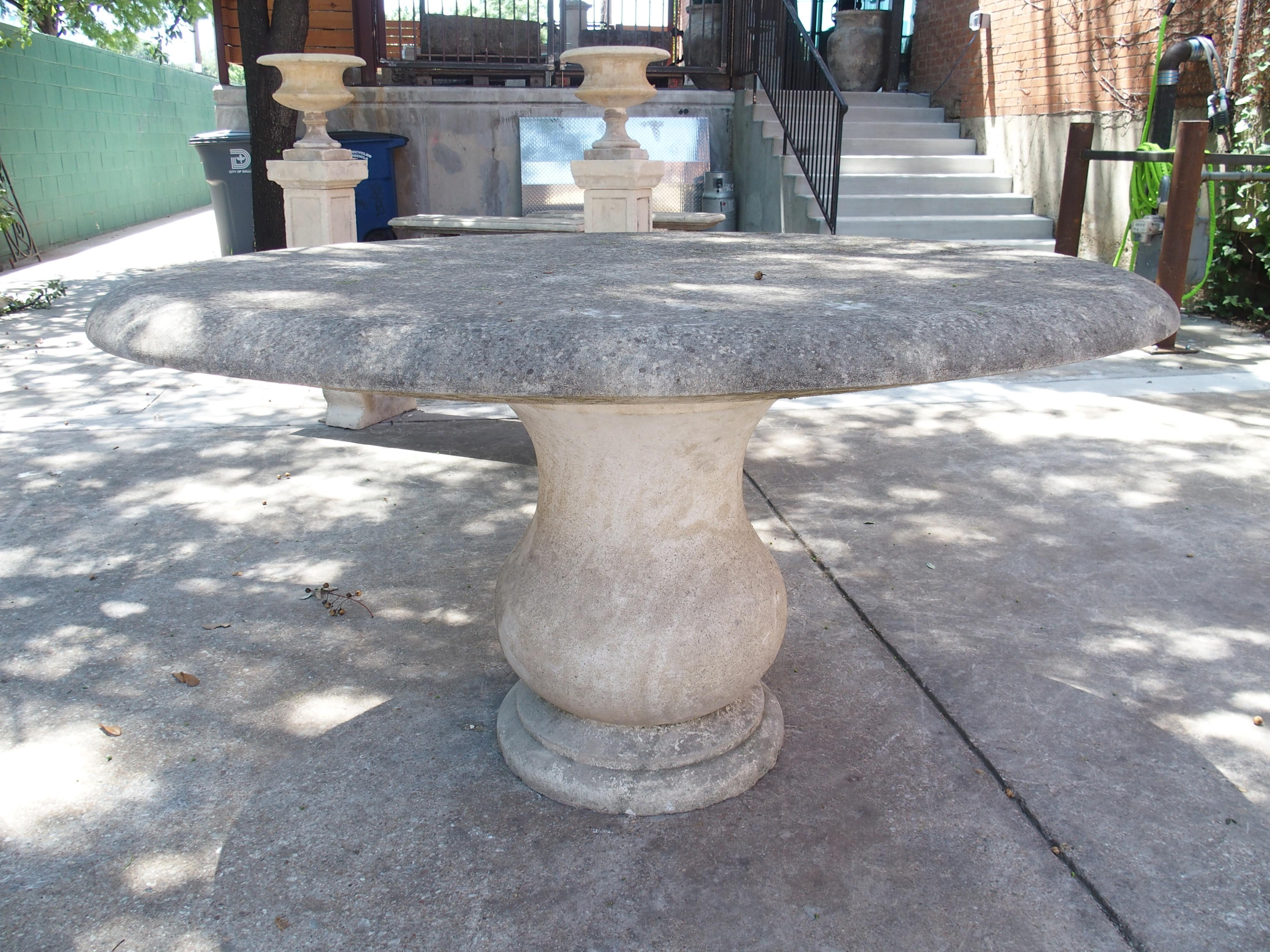 Carved Oval Top Limestone Garden Baluster Table from Provence, France For Sale 11