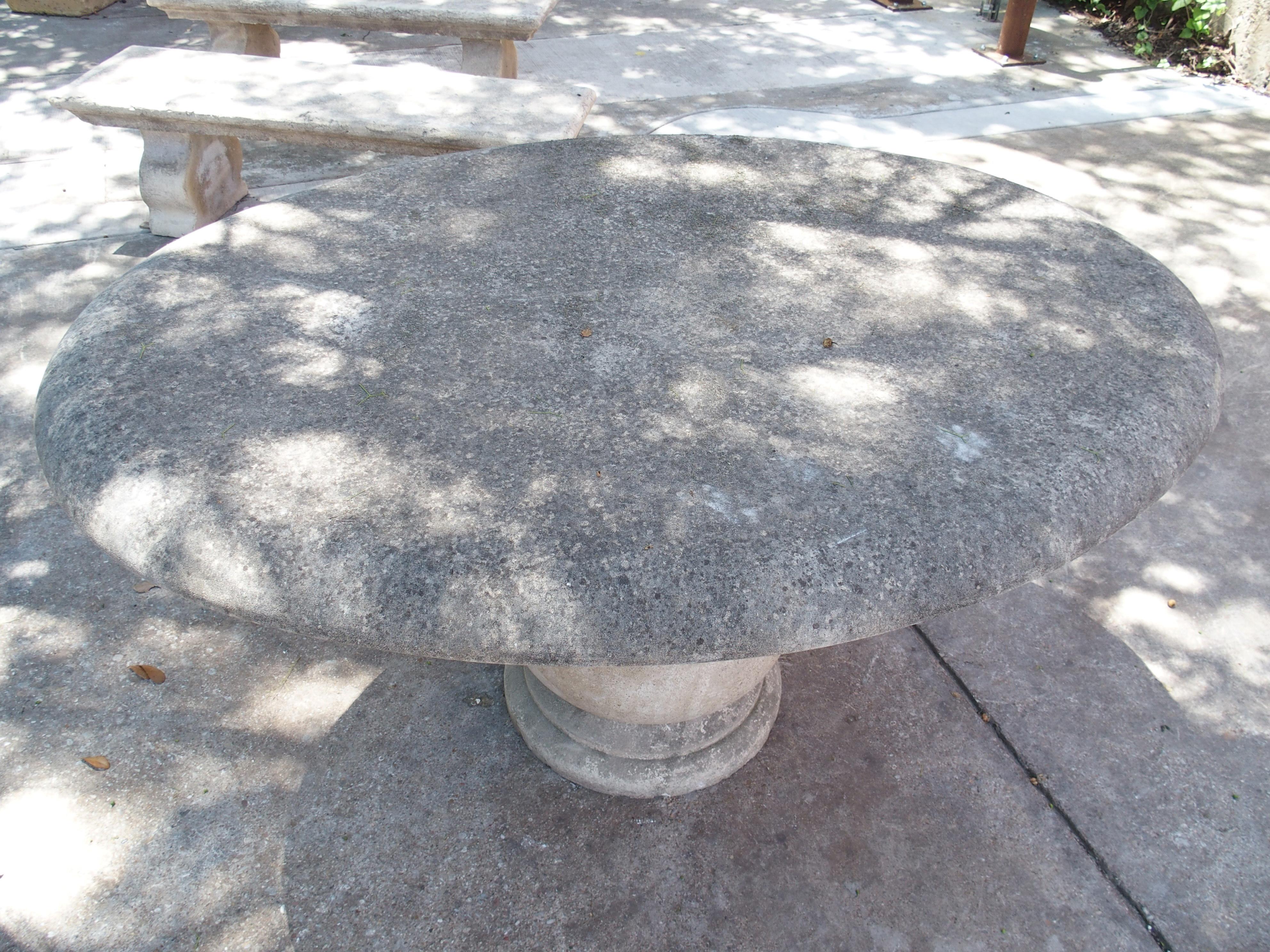 Hand-Carved Carved Oval Top Limestone Garden Baluster Table from Provence, France For Sale