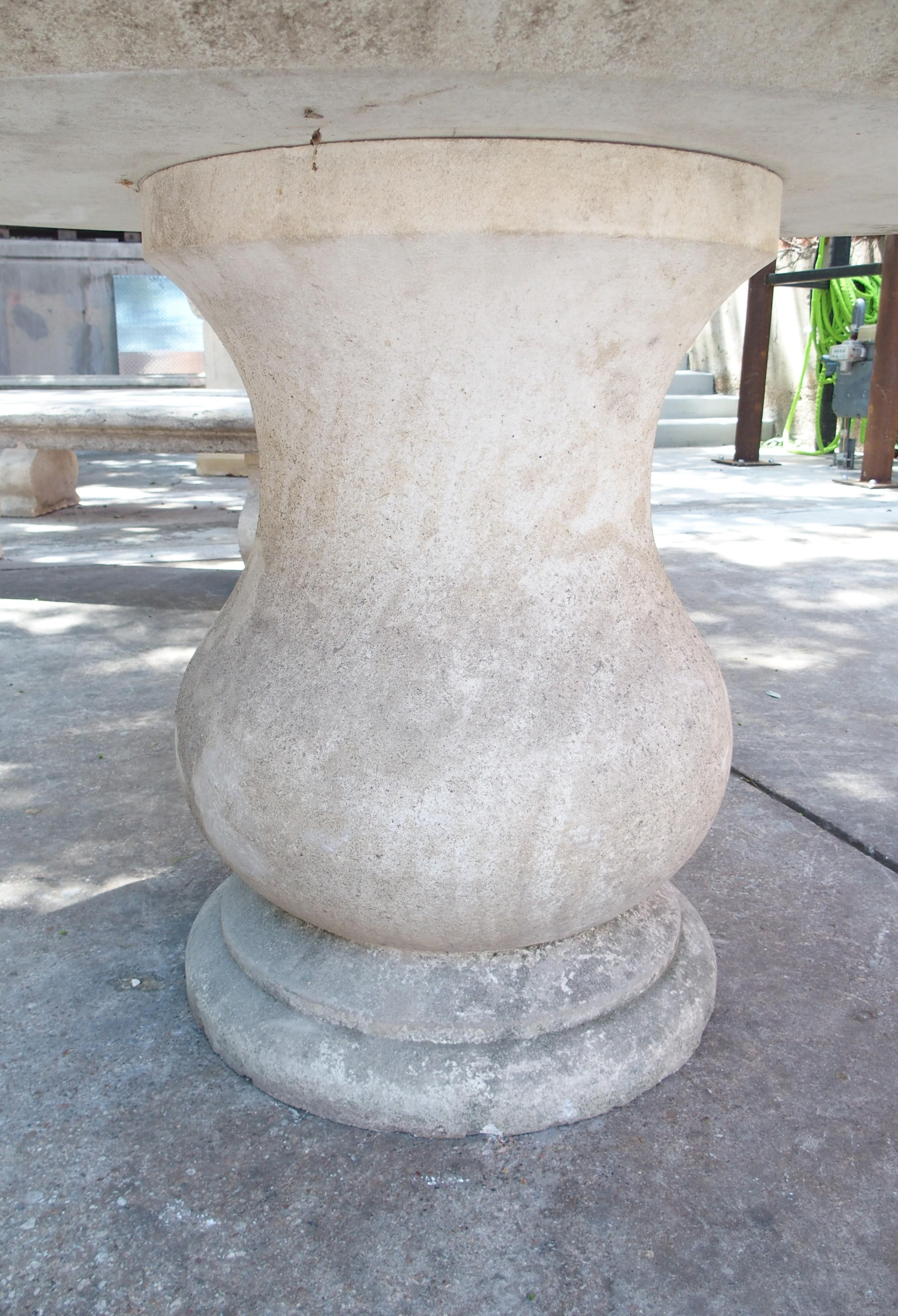 Carved Oval Top Limestone Garden Baluster Table from Provence, France In Good Condition For Sale In Dallas, TX
