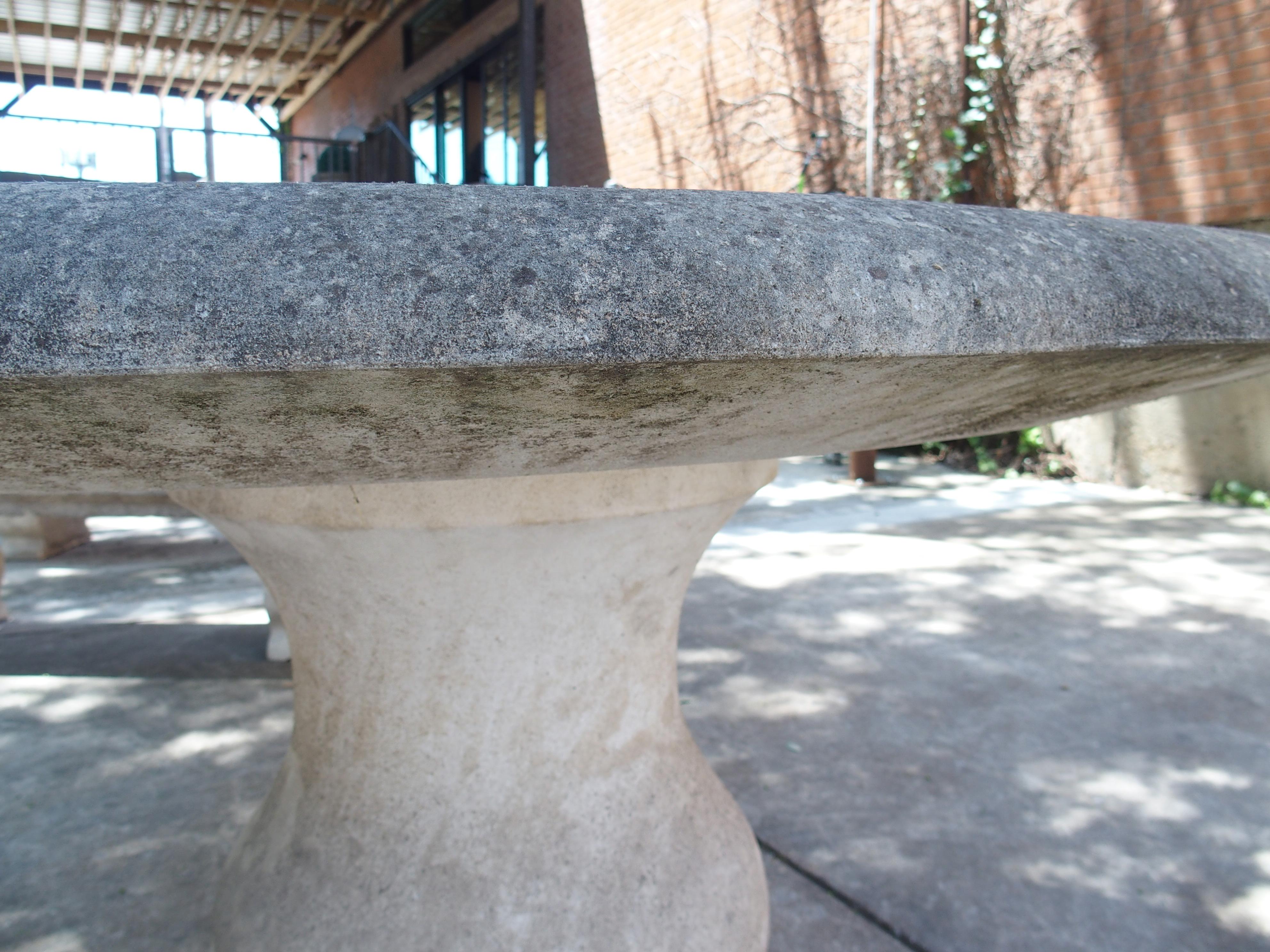 Contemporary Carved Oval Top Limestone Garden Baluster Table from Provence, France For Sale