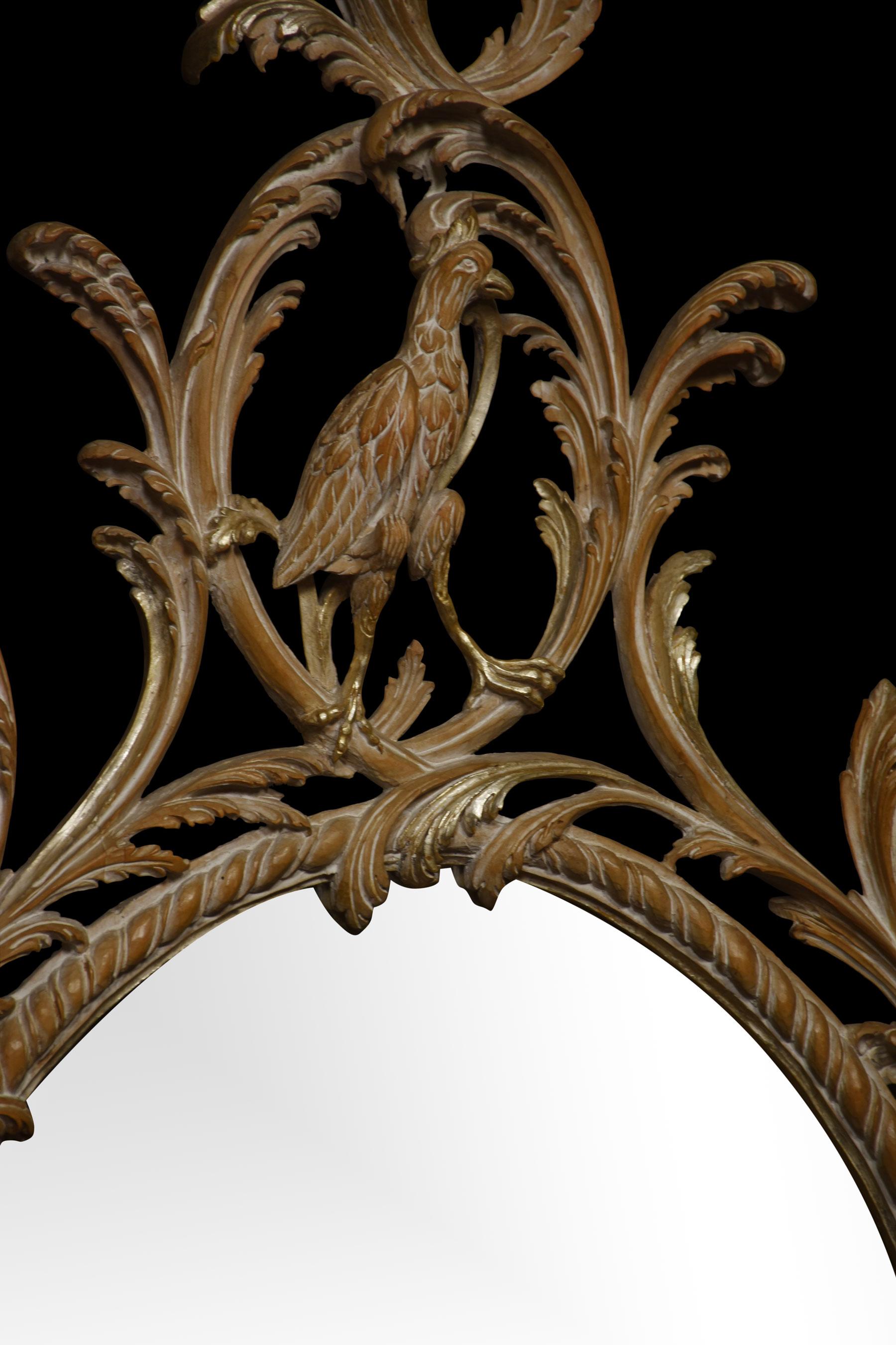 Pine Carved Oval Wall Mirror