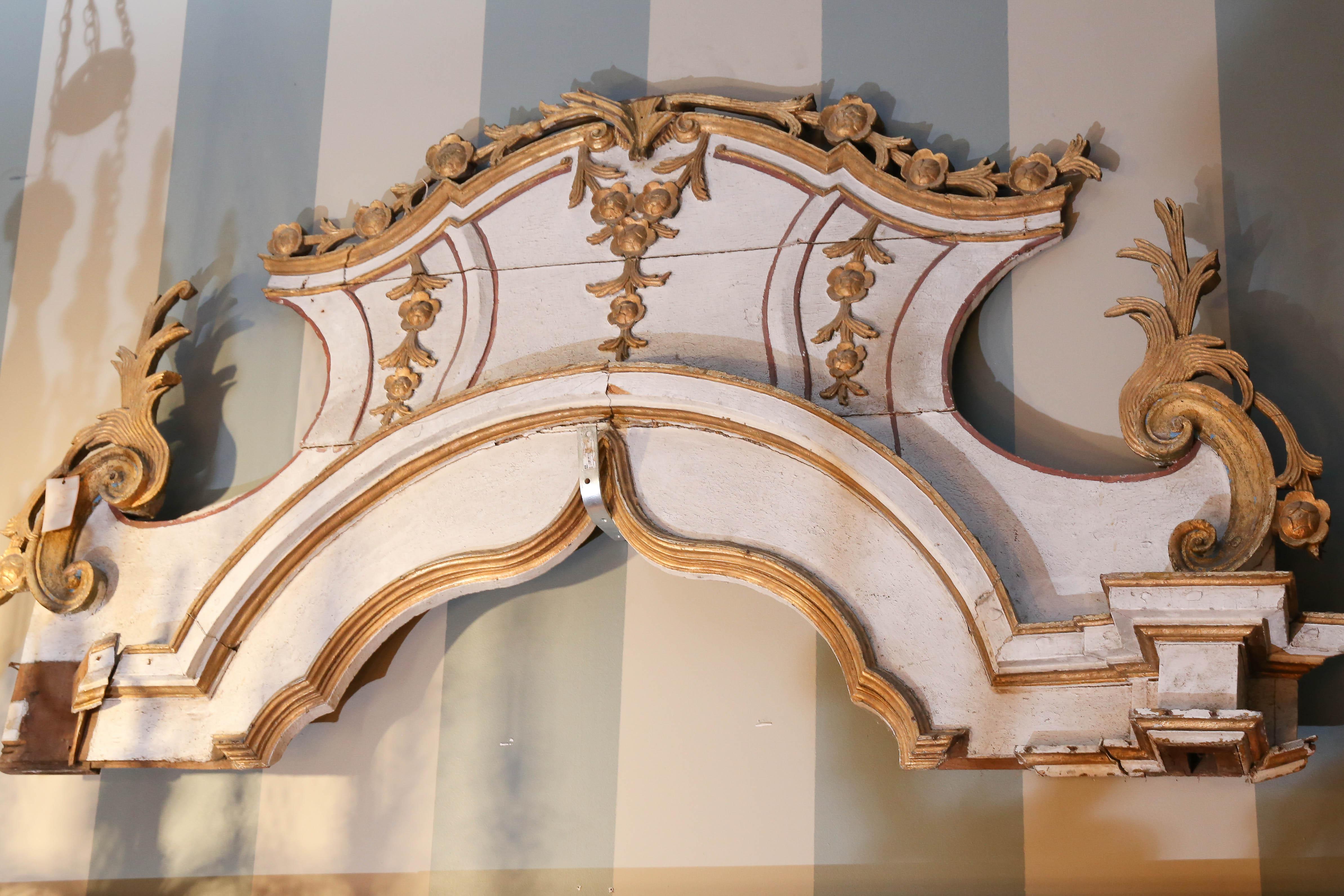 French Carved, Painted and Gilt Architectural Element For Sale