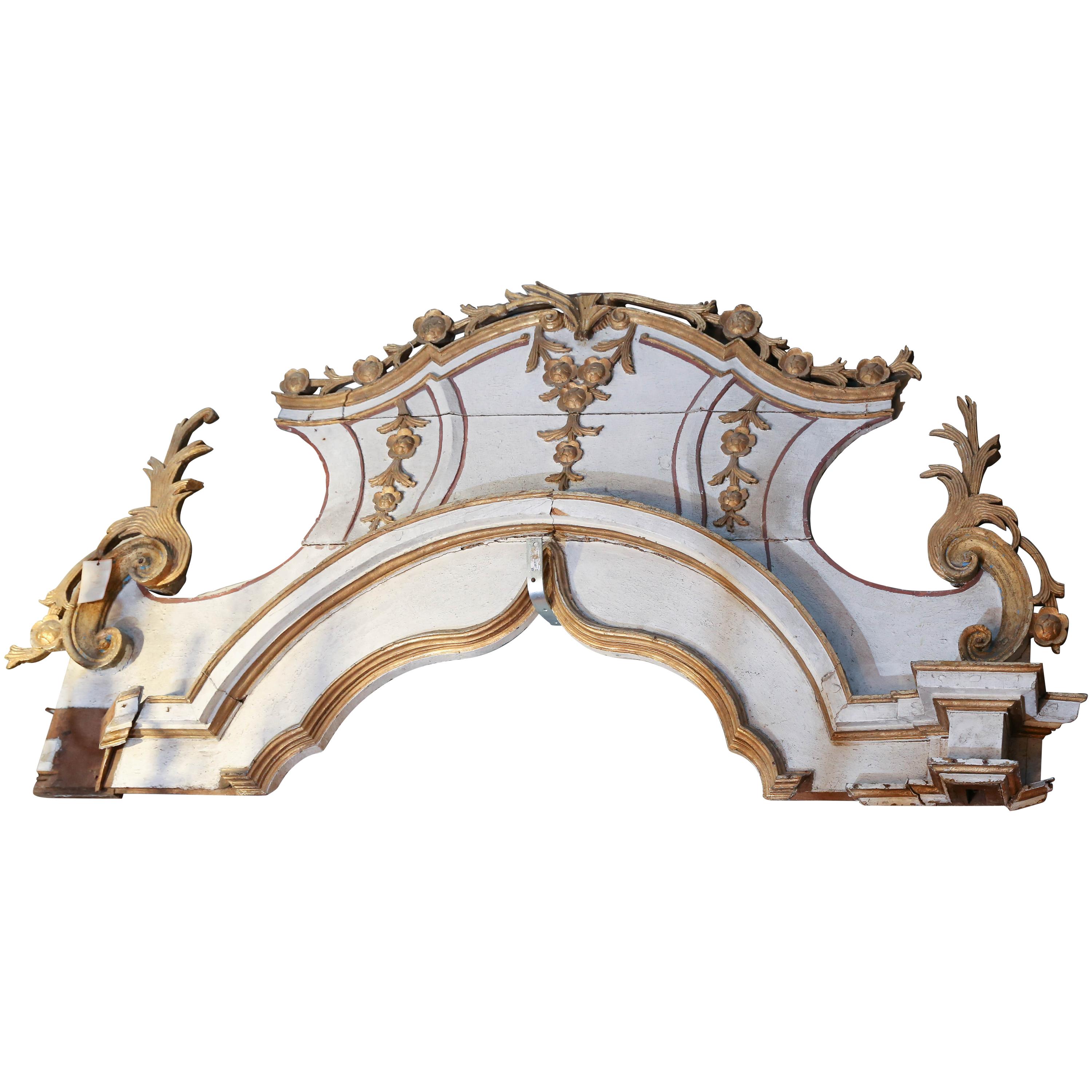 Carved, Painted and Gilt Architectural Element For Sale