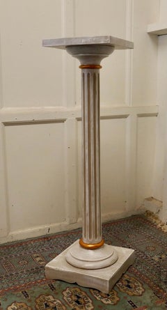 Carved Painted and Gilt Wood Column Display Pedestal