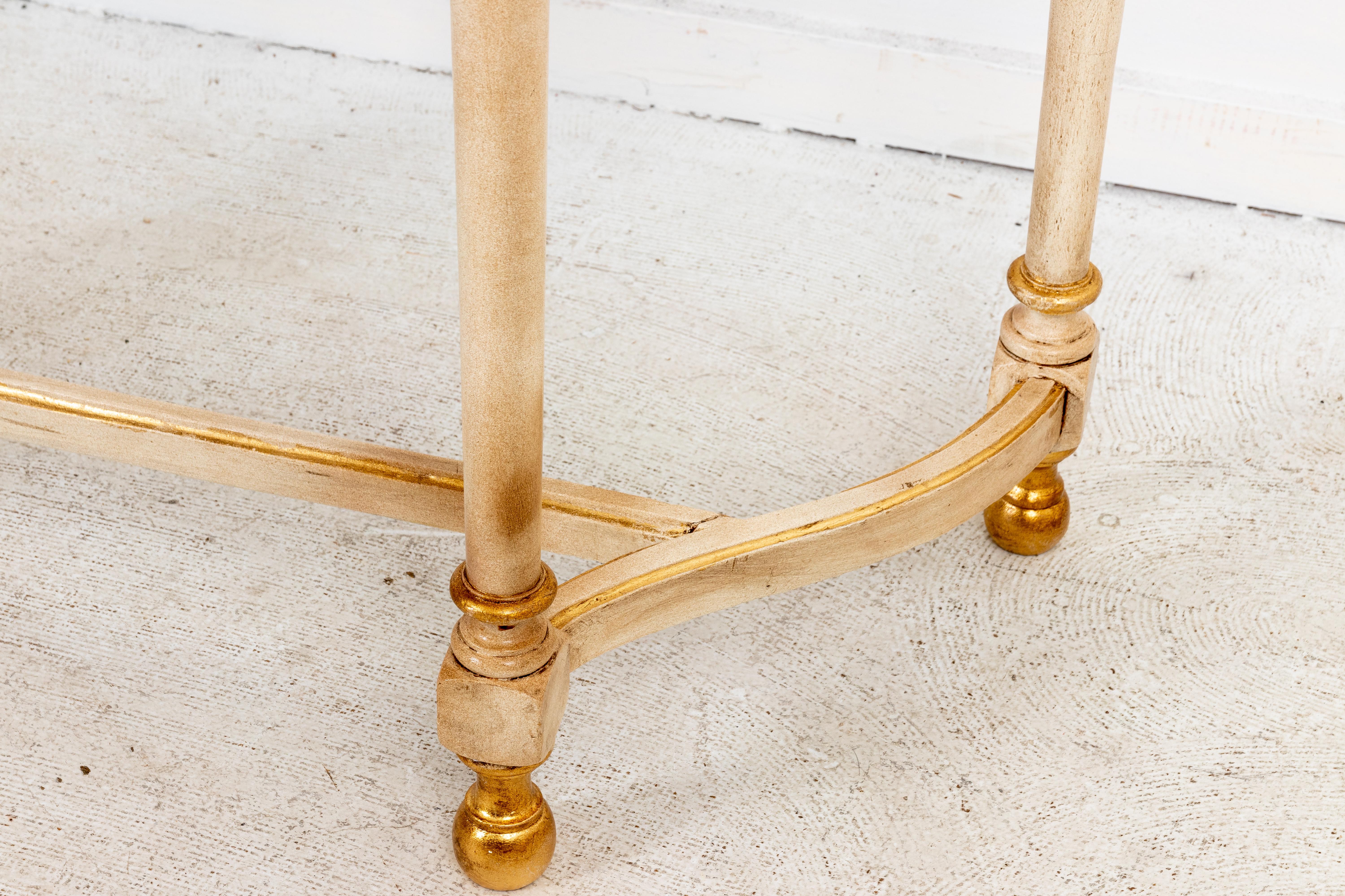Carved Painted and Giltwood Demilune Console Table In Good Condition In New York, NY