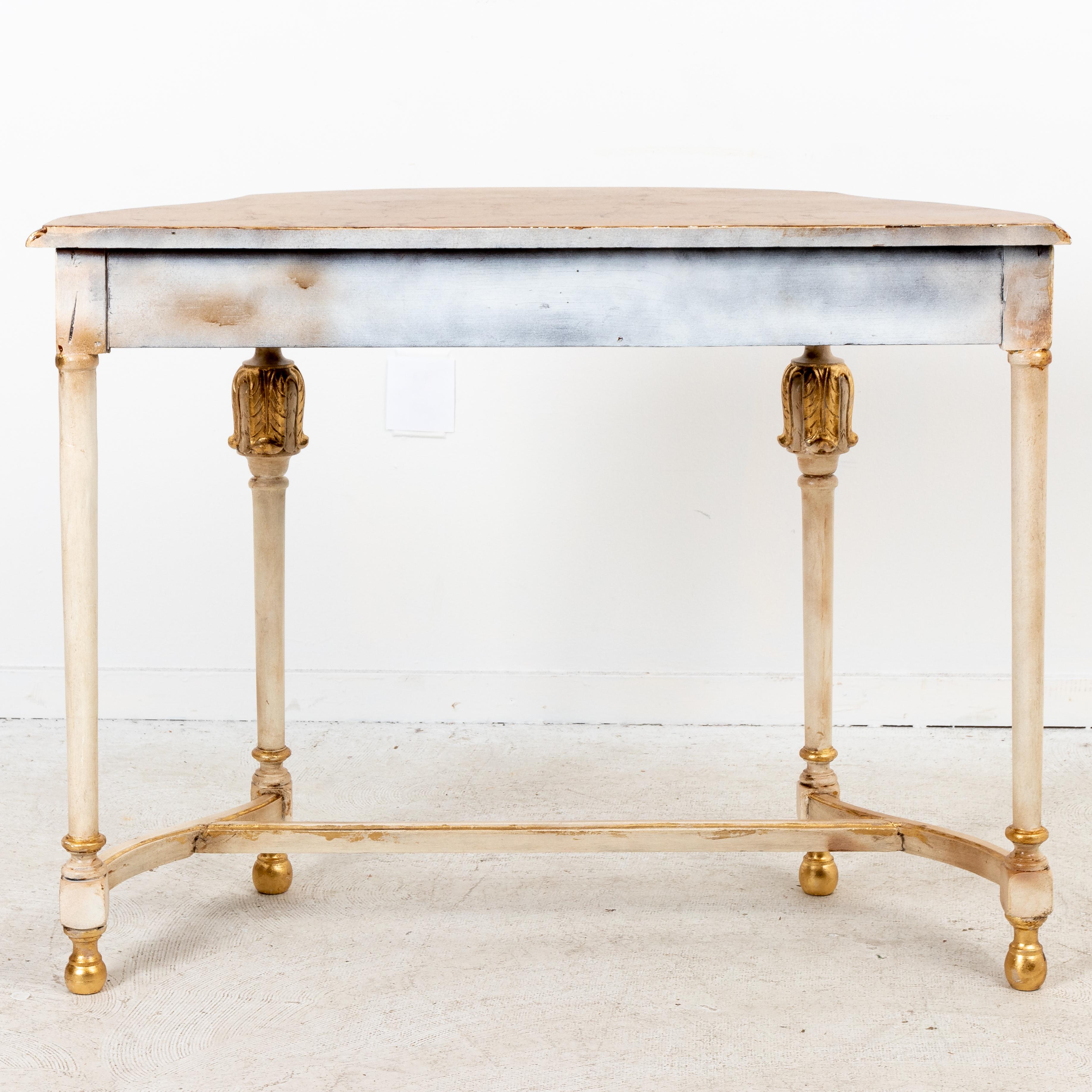 Carved Painted and Giltwood Demilune Console Table 1